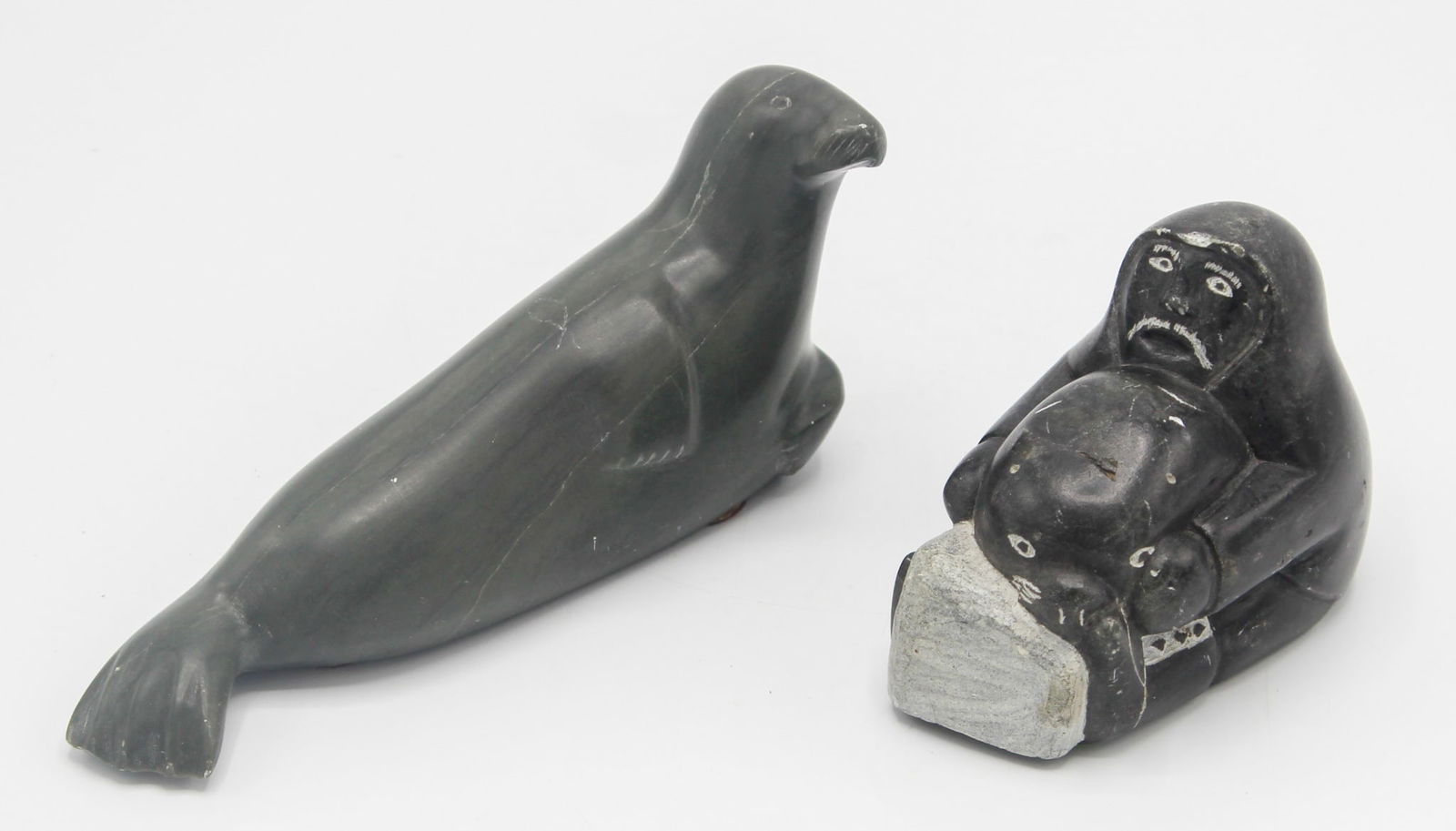 Group of (2) Vintage Inuit  Hand Carved Soapstone Figures (1 of 11)