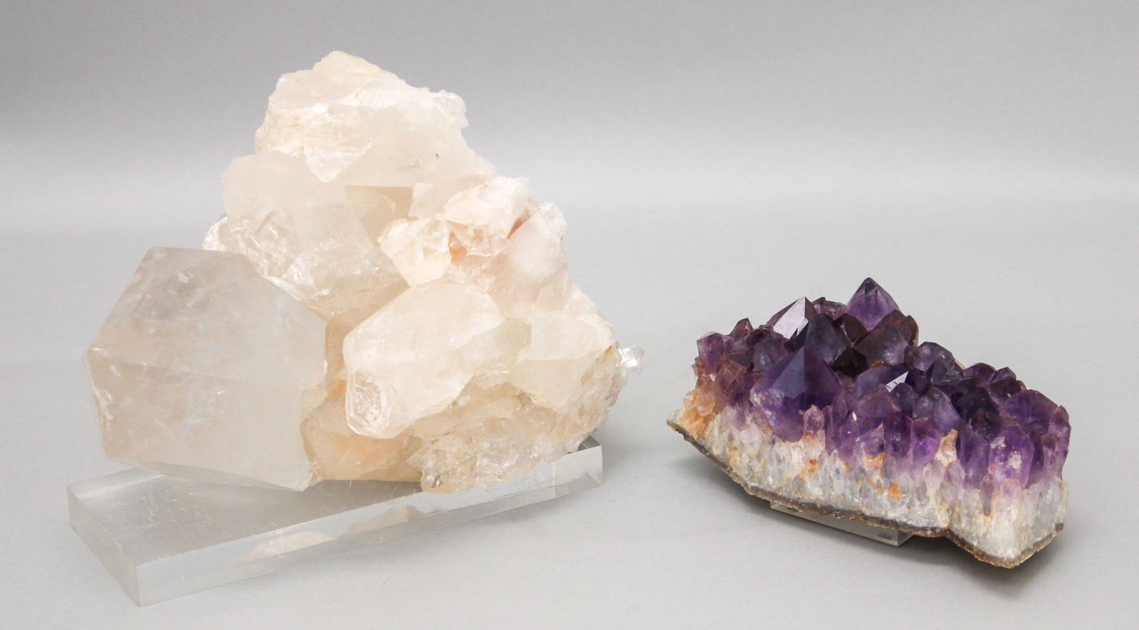 Group of (2) Clear Quartz and Amethyst Specimens (1 of 13)