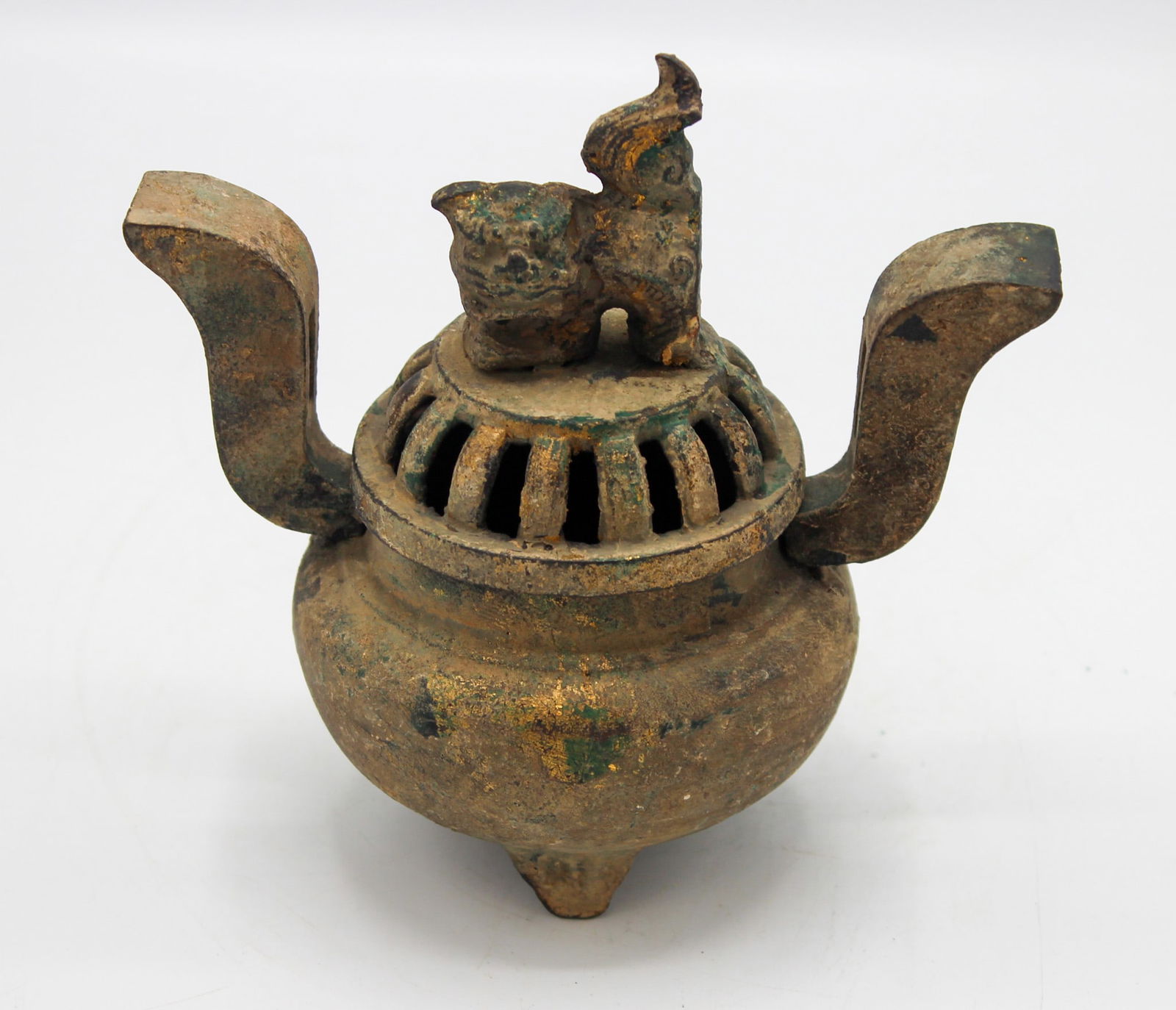 Vintage Possibly Antique Japanese Iron Incense Burner with Foo Dog Lid (1 of 9)
