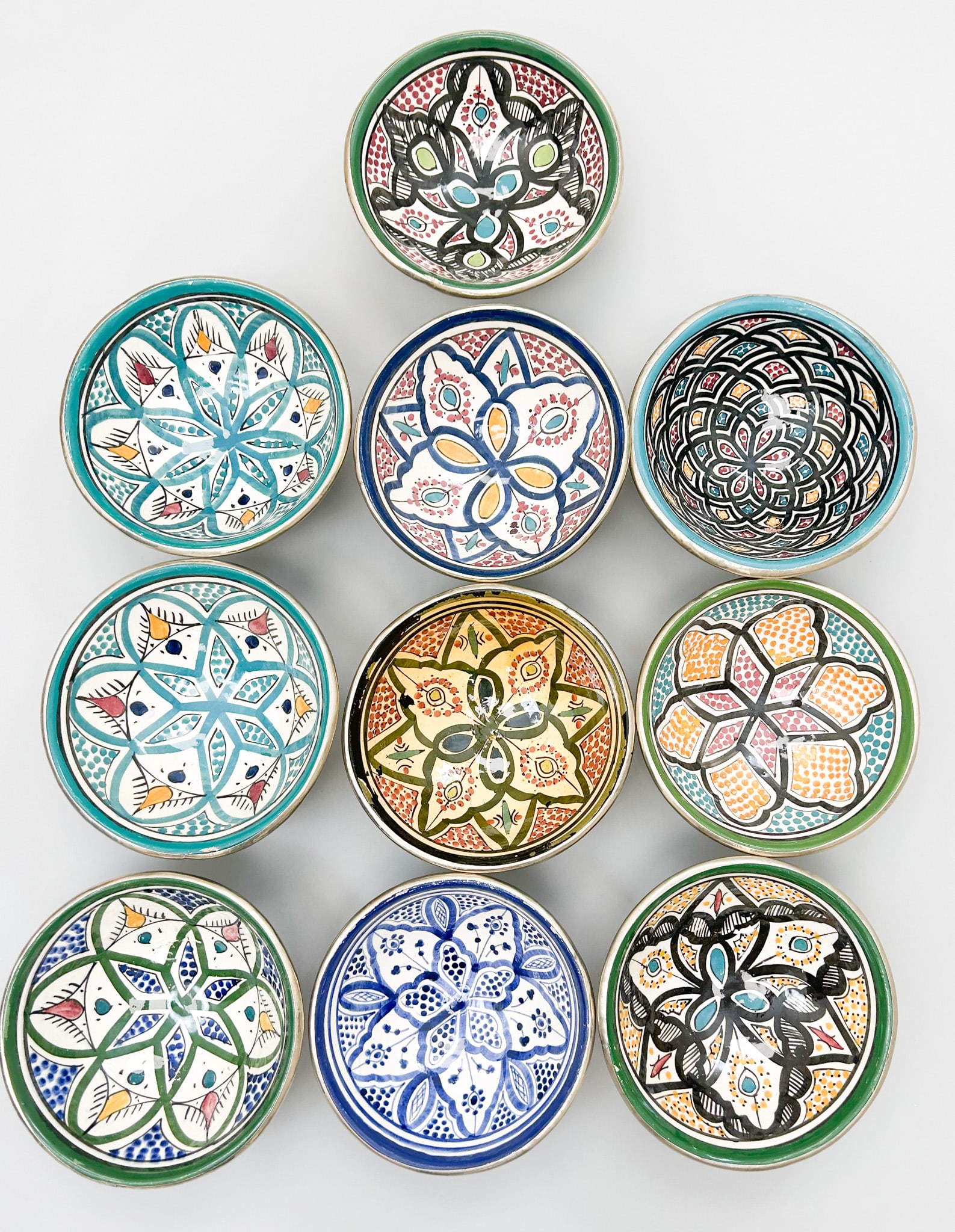 Vintage Group of (10) Moroccan Decorative Handpainted Ceramic Bowls (1 of 12)