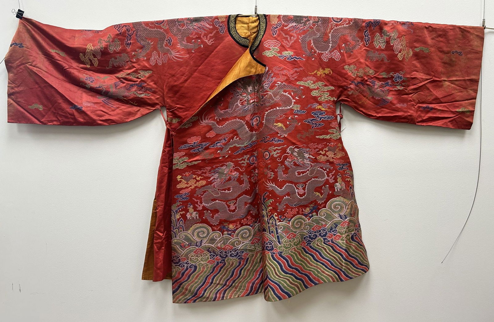A Red Silk Manchu Woman's Informal Robe, Qing Dynasty, Circa 1900 (1 of 20)