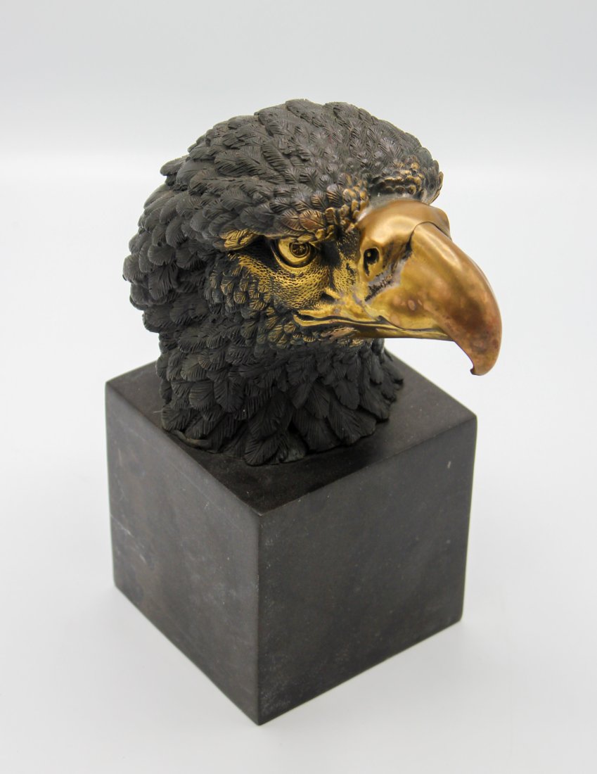 Bronze Eagle Head Sculpture on Marble Base (1 of 8)