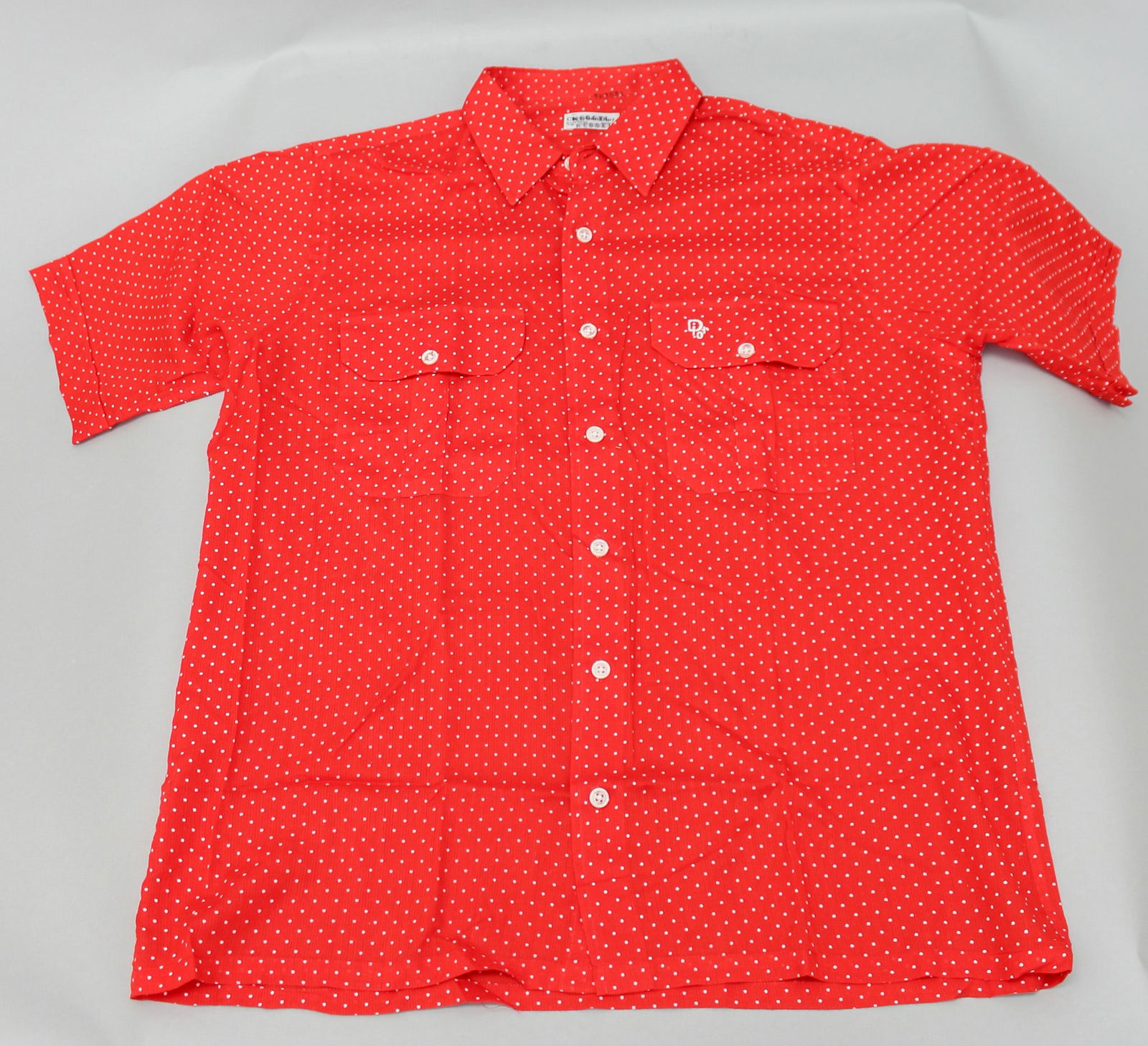 Vintage Christian Dior Man's Casual Polka Dot Short Sleeve Shirt (1 of 5)
