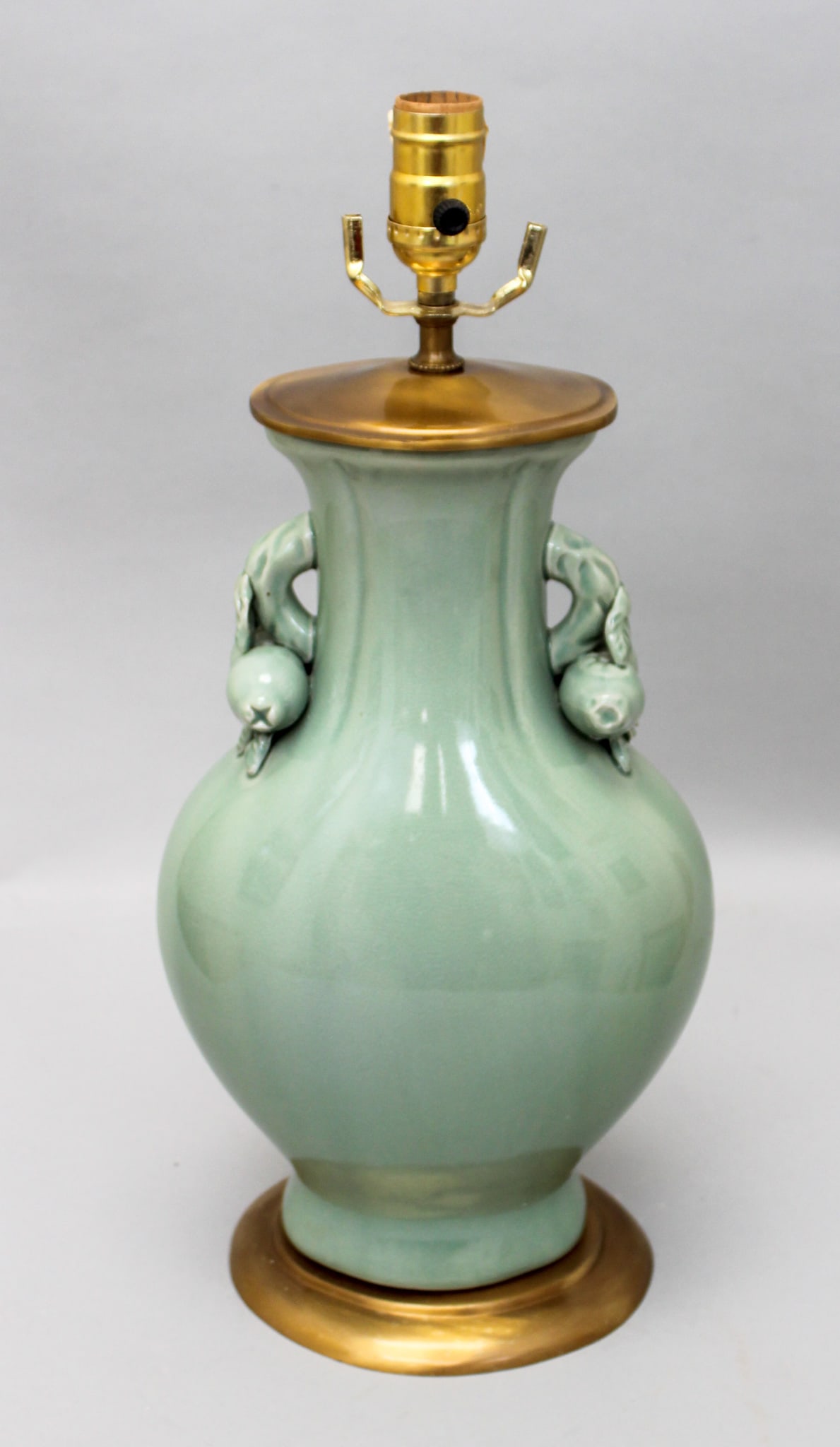 Celadon Crackle Glaze Table Lamp with Fruit Handles (1 of 11)