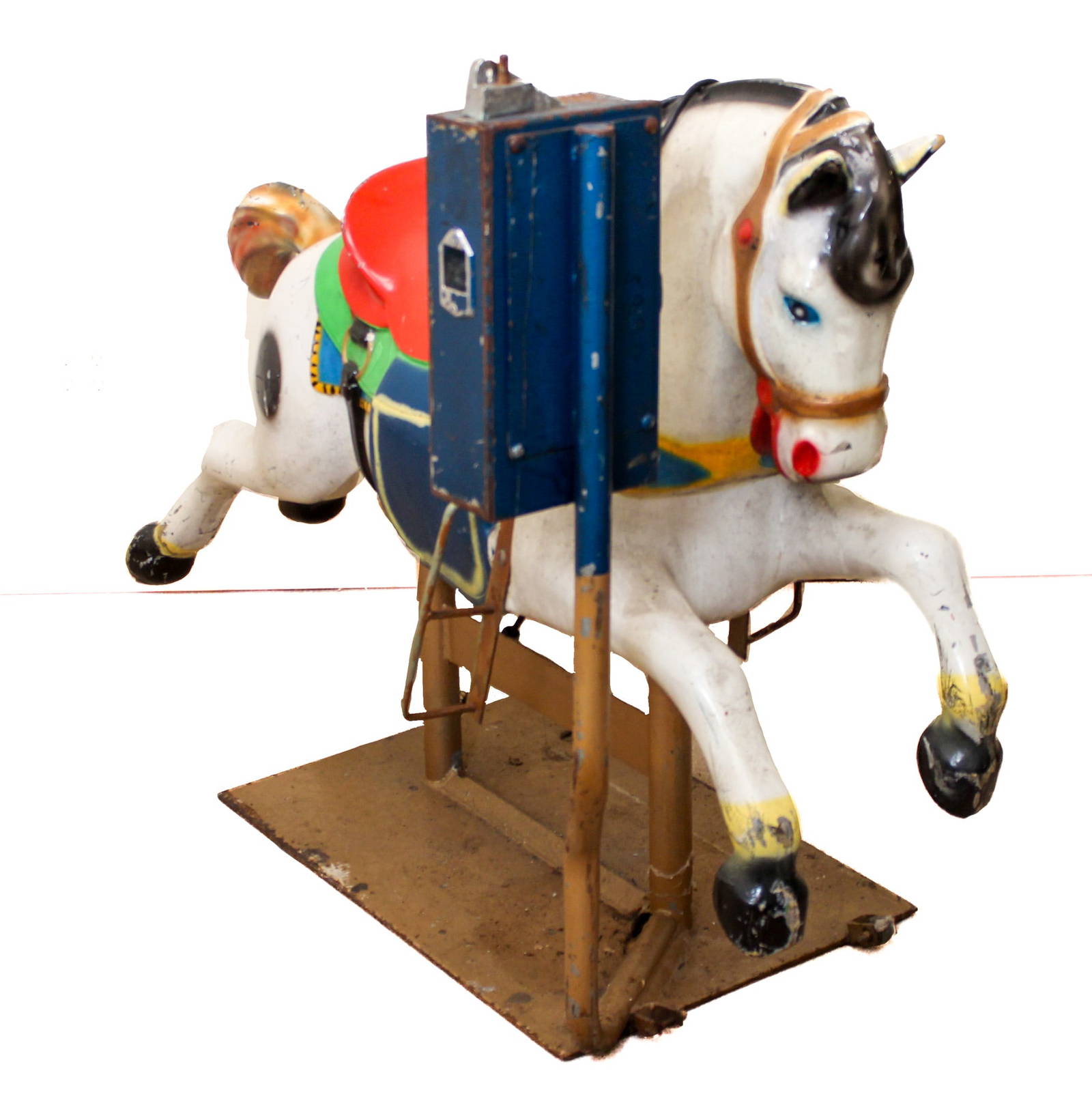 Vintage Coin Operated Children Ride White Horse With Red Saddle Auction