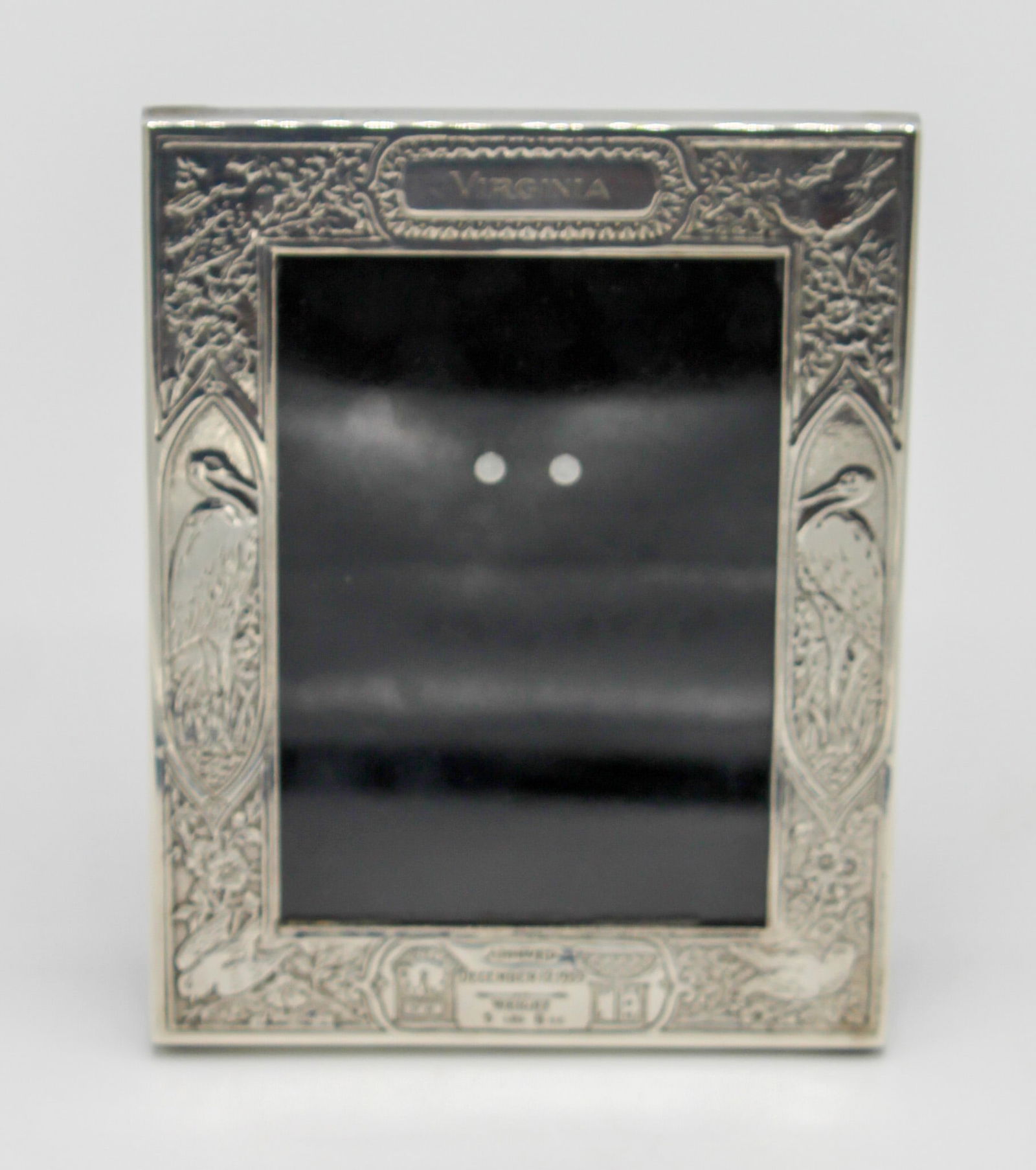 Vintage Cartier Sterling Silver Picture Frame, Monogrammed Virginia with Birth Date (1 of 8)