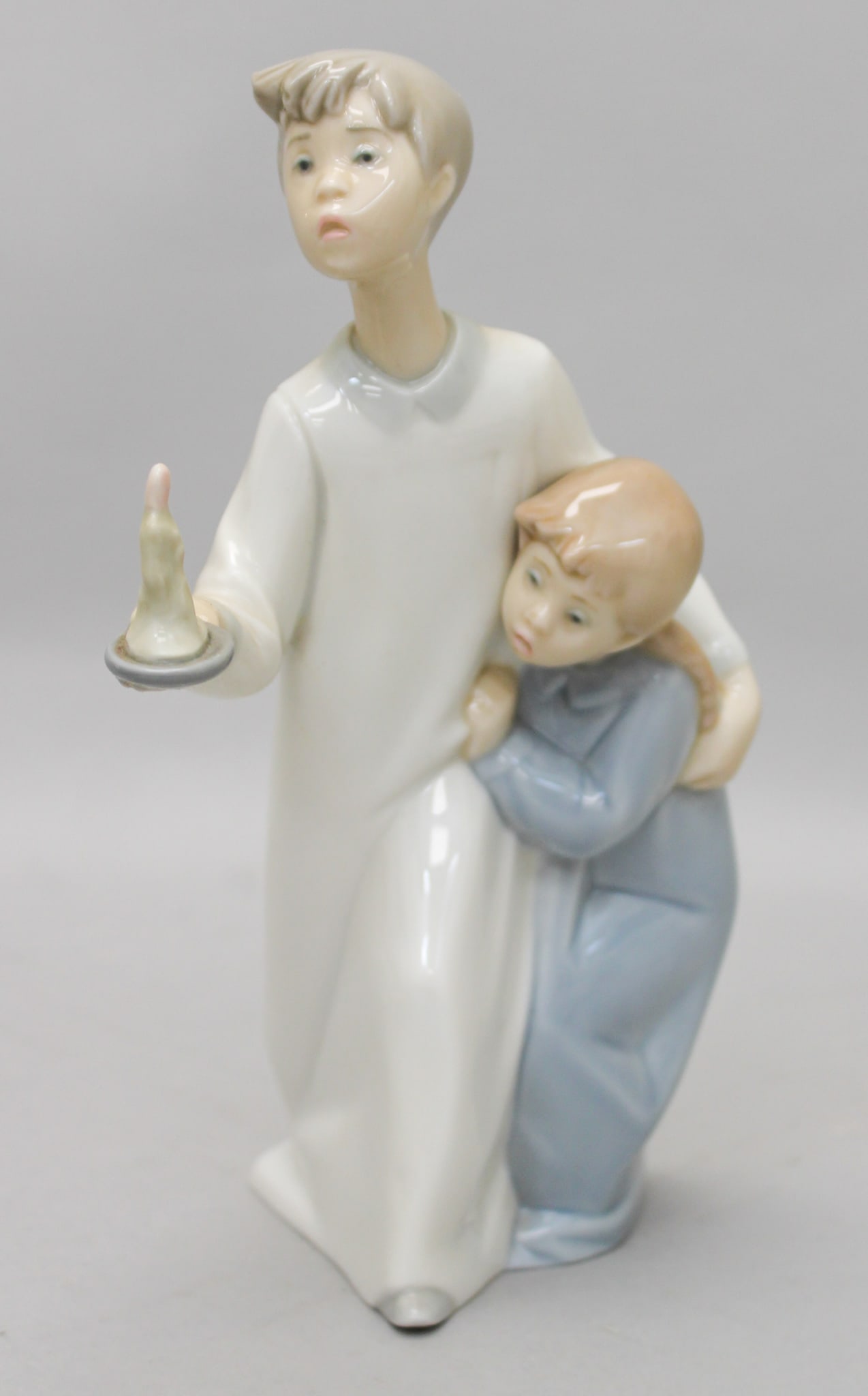 Lladro Porcelain Figurine "Boy in Night Shirt Holding Candle with Sister" (1 of 5)