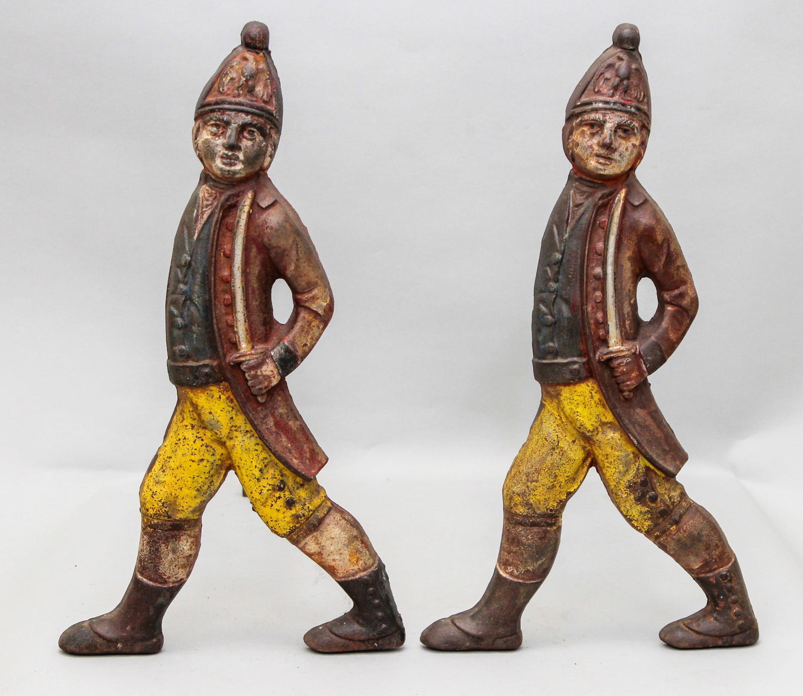 Pair of Vintage Cast Iron Fireplace Hessian Soldier Andirons (1 of 6)