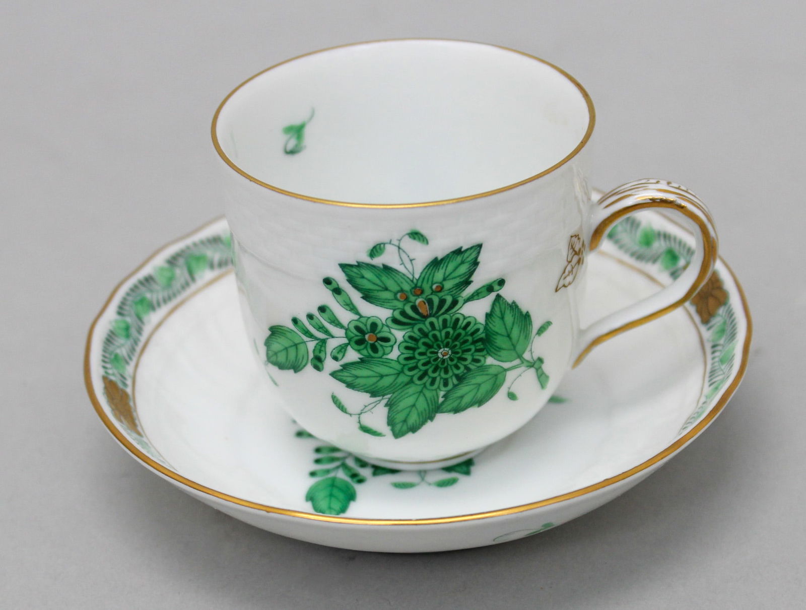 Vintage Herend porcelain Green Apponyi Tea Cup with Saucer (1 of 6)