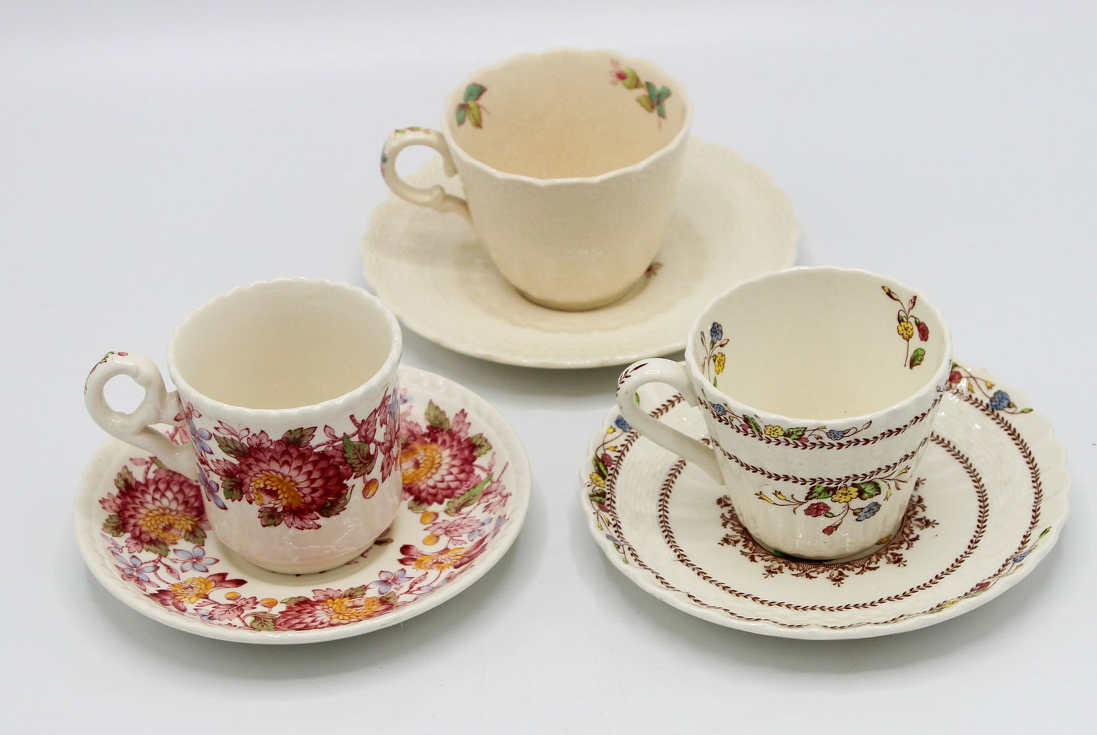Vintage Group of (3) Assorted Sets of Tea/Demitasse Cups with Saucers (1 of 9)