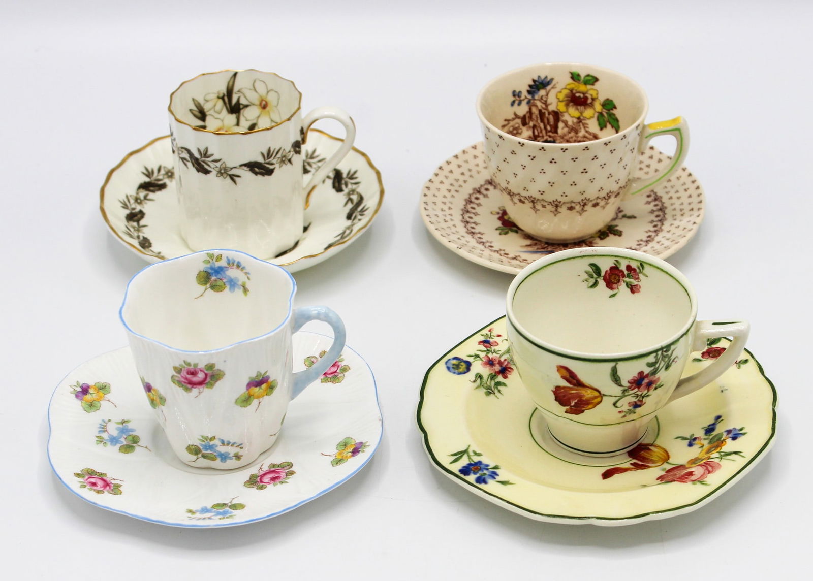 Vintage Group of (4) Assorted Sets of Tea/Demitasse Cups with Saucers (1 of 9)