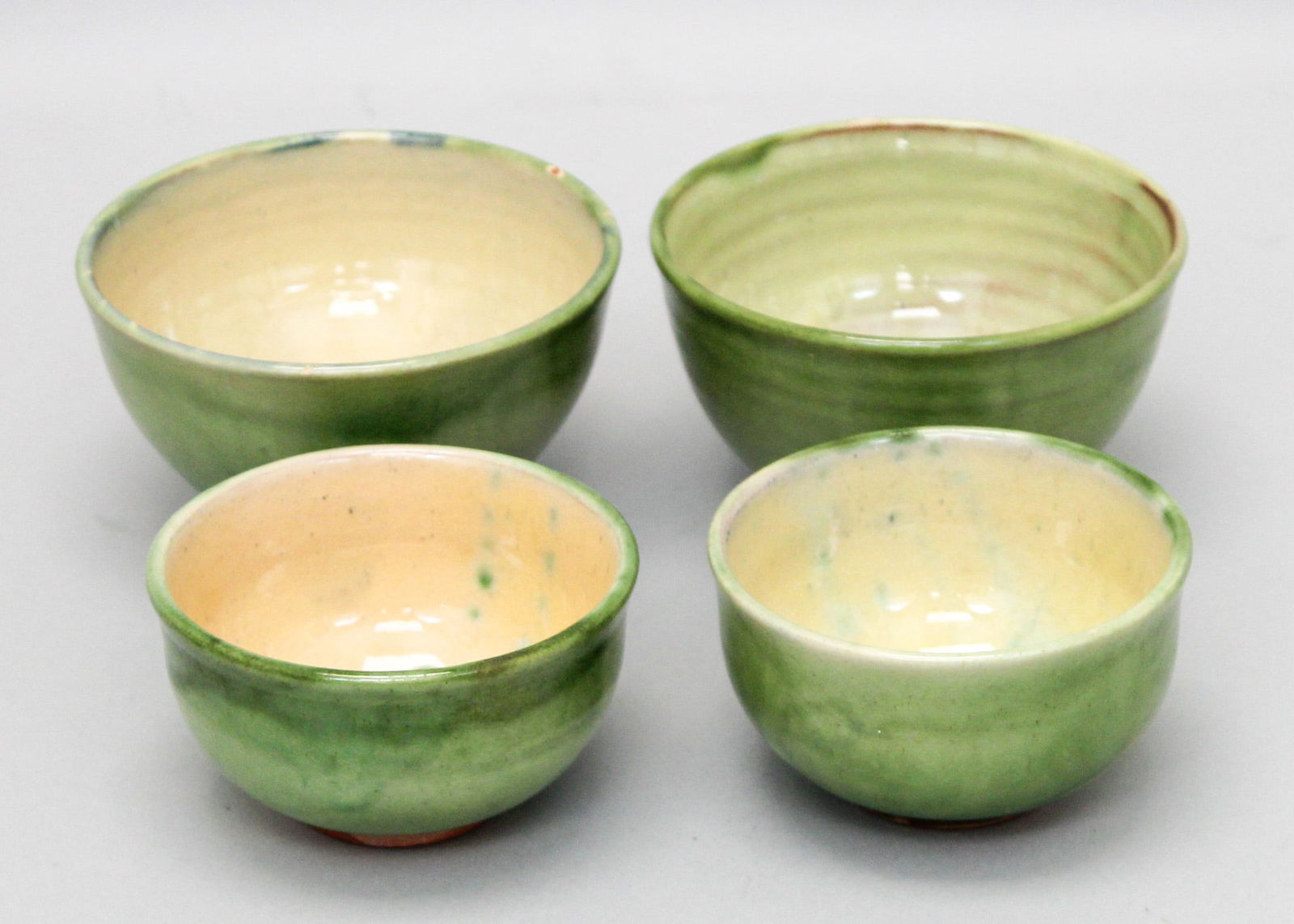 Group of (4) Terra Cotta Bowl with Green Glaze (1 of 5)
