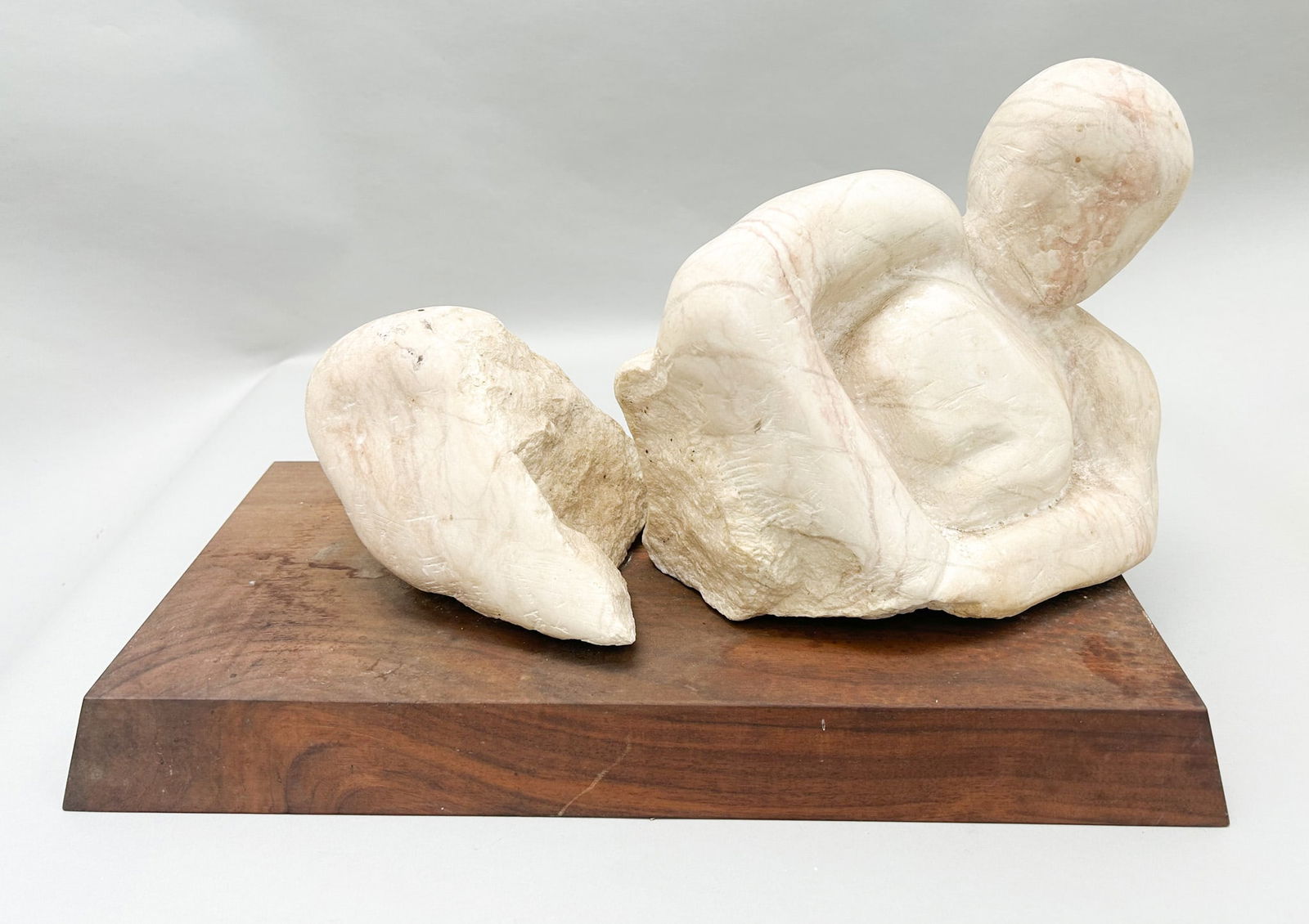 Modern Marble Sculpture of a Man Mounted on Wooden Frame, Unmarked (1 of 7)