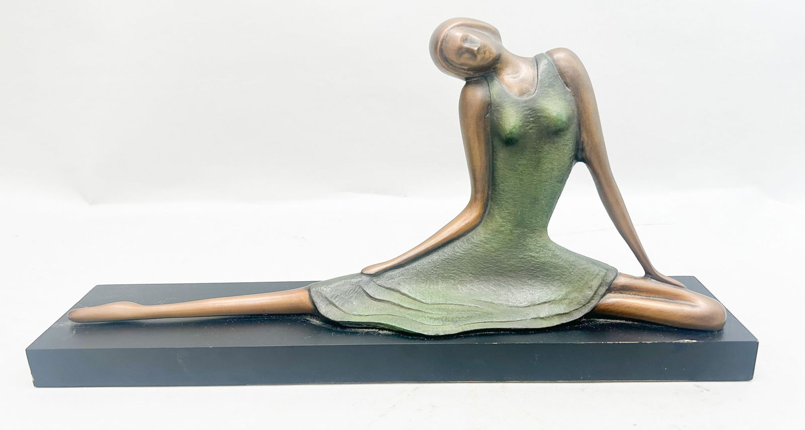 Vintage Abstract Bronze Sculpture on Wooden Base, Illegibly signed (1 of 8)