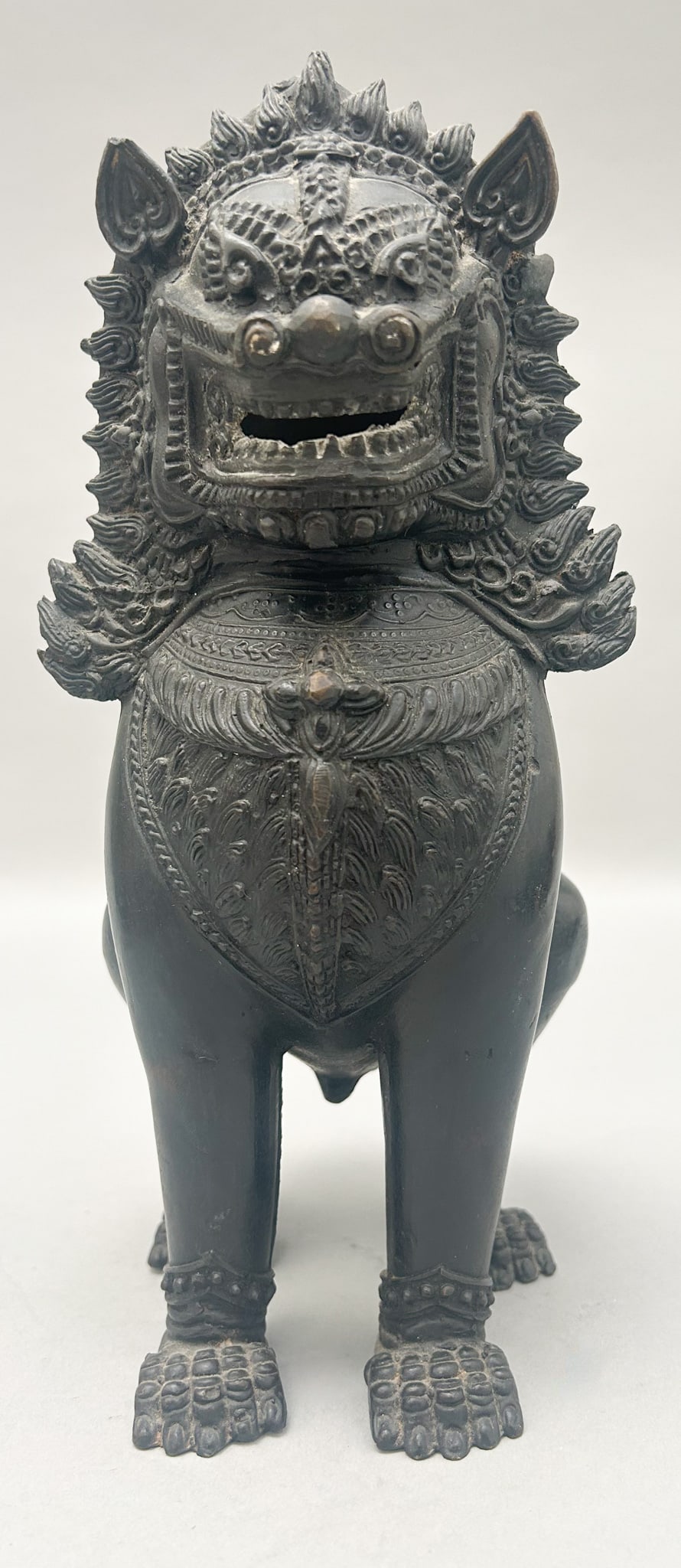 Vintage Bronze Standing Foo Dog Khmer Style, Unsigned (1 of 11)