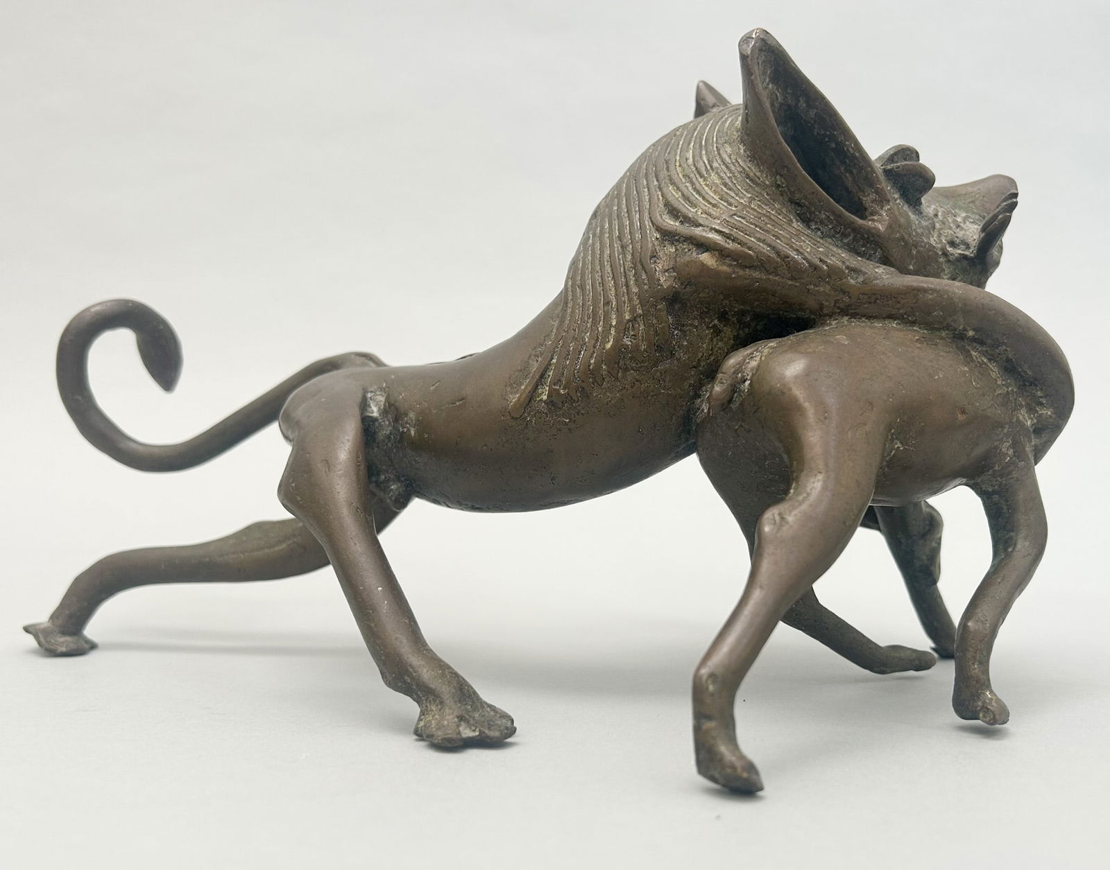 Vintage Wild Life Art, Cast Bronze Sculpture of an Attacking Lion, Unsigned (1 of 9)