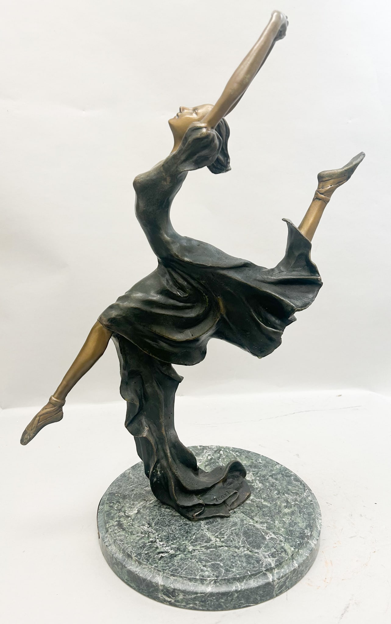 Leaping Female Dancer Girl Bronze Sculpture, signed by the Artist (1 of 8)