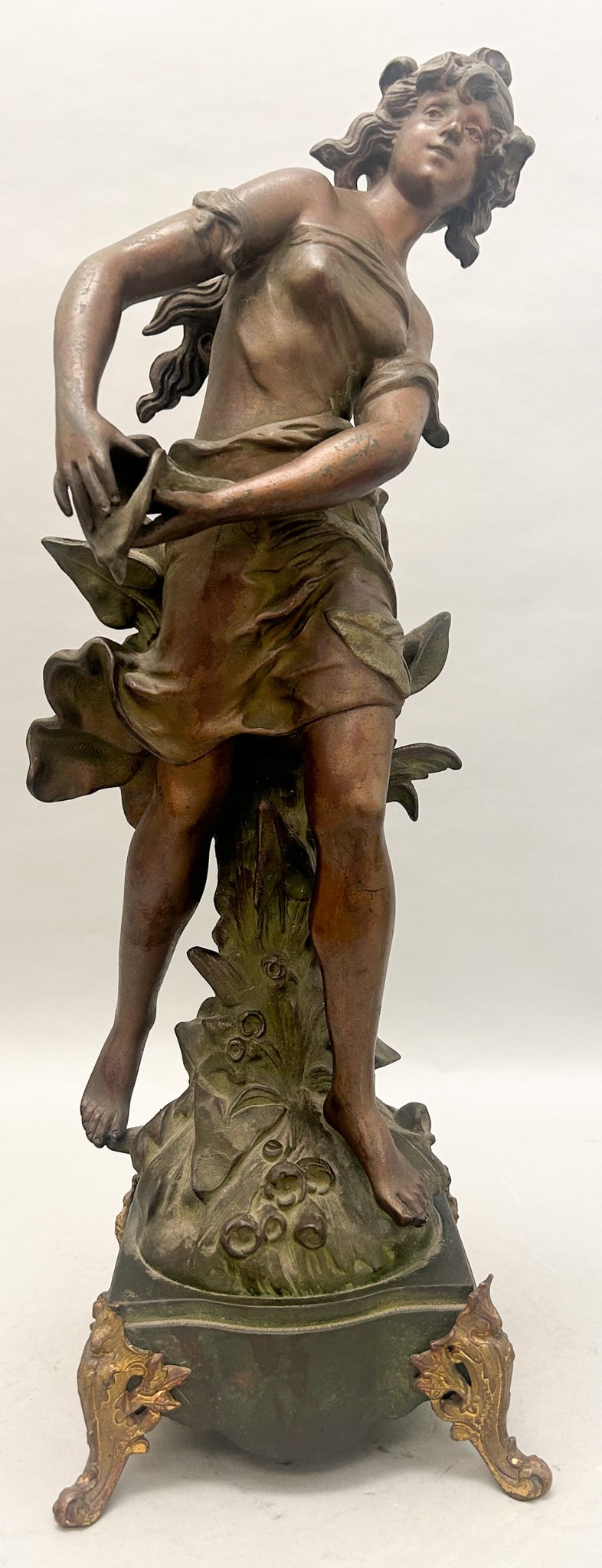 Vintage Bronze Statue of  a Woman with Flowers, After Moreau, Unsigned (1 of 10)