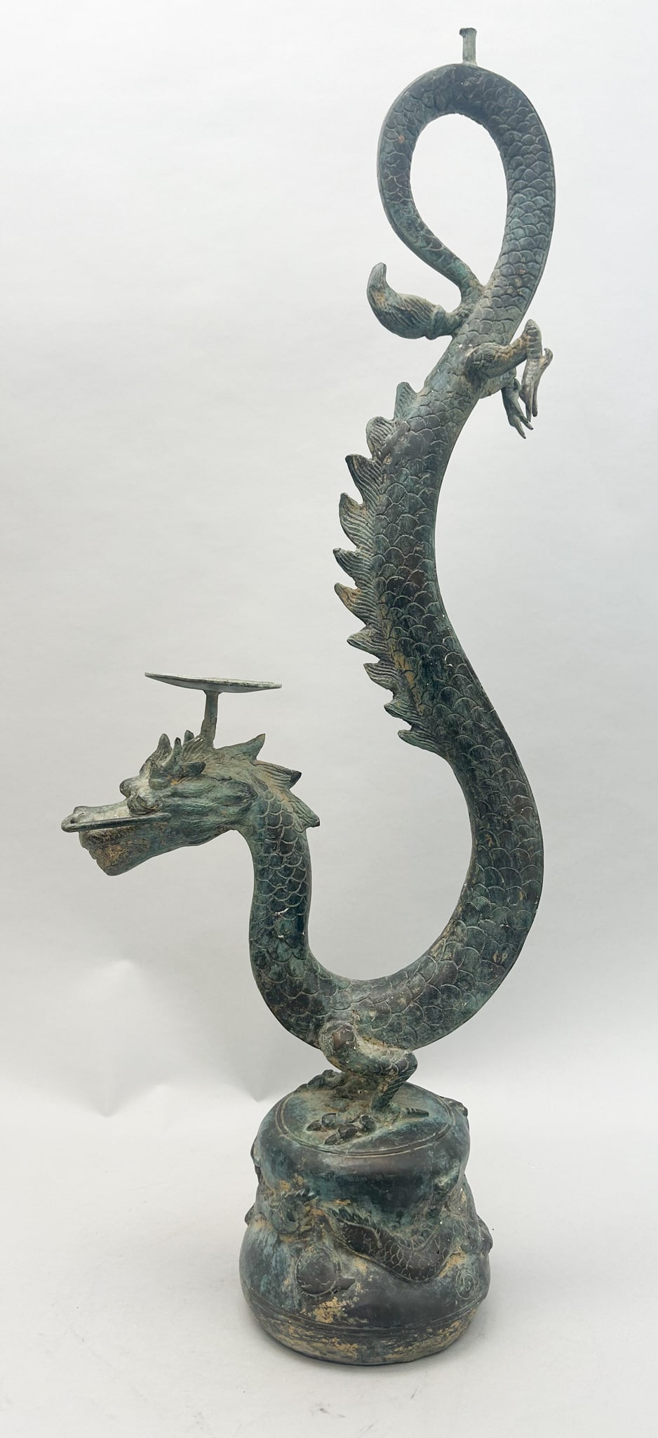 Antique Japanese Bronze Mythical Dragon Form Candlestick, Possibly from Meiji Period (1 of 15)