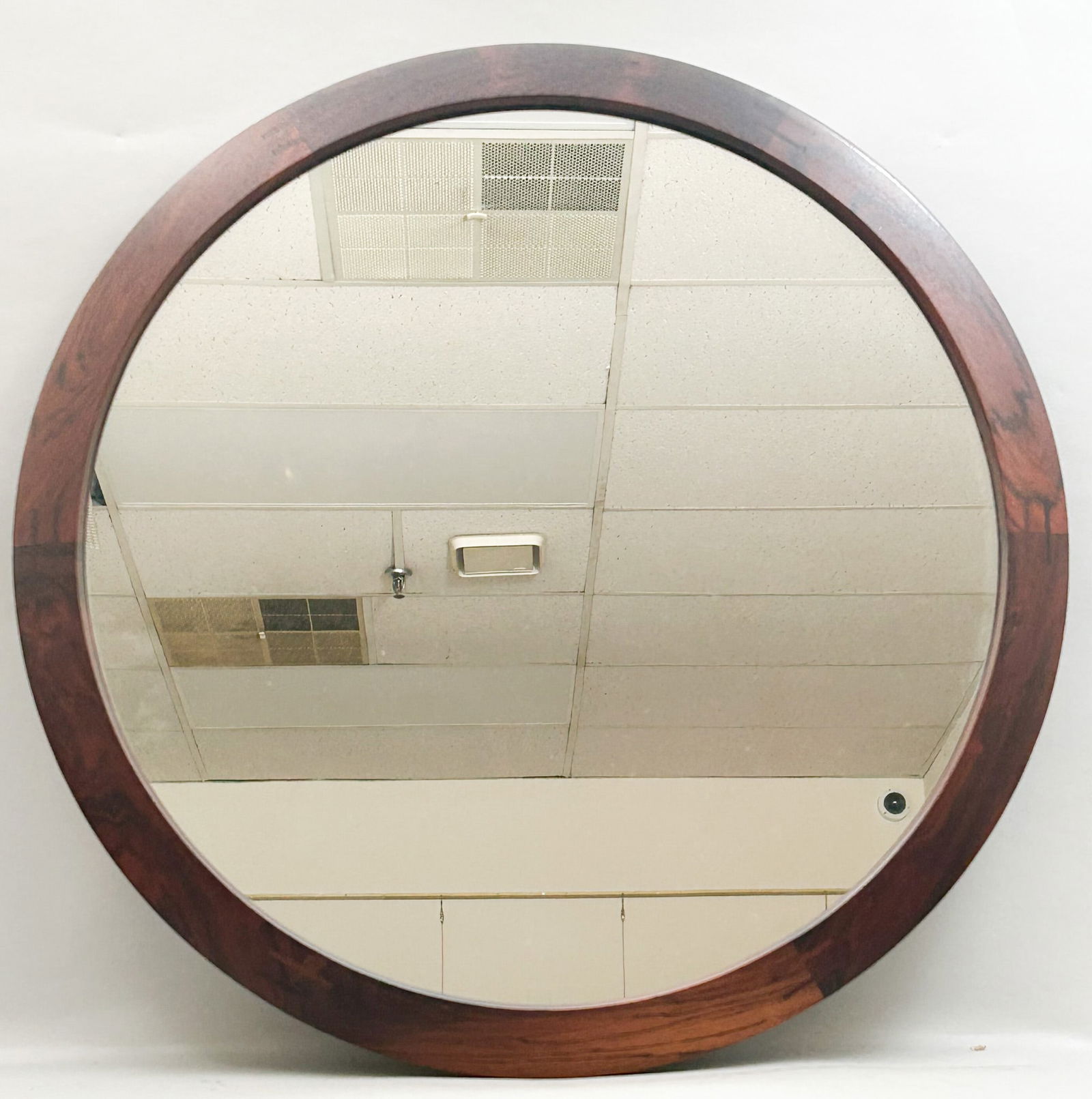 Mid Century Modern Rosewood Round Wall Mirror by Odder in Denmark, Aksel Kjersgaard (1 of 2)