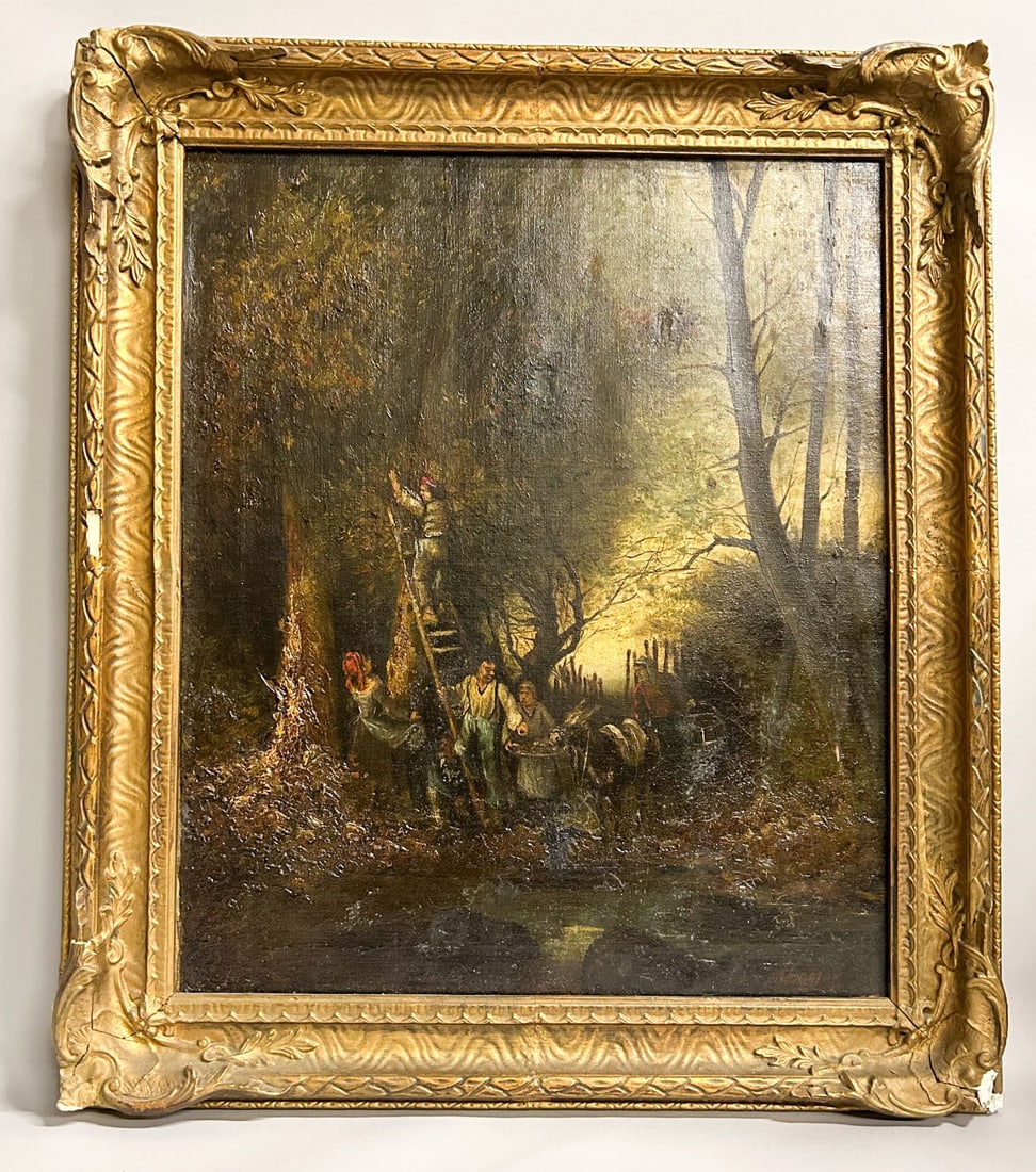 Antique British School Oil-painting: British school, oil on canvas, frame size 29"l x 25"w and sight size 19.5"l x 23"w