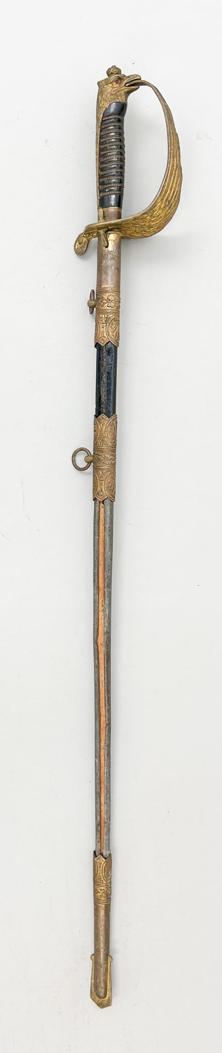 WWII Italian Air force Officer`s Sword: WW2 Italian Air Force Officer`s Sword, sheath size 30"l, sword size 35.5"l