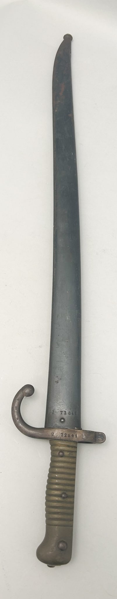 Antique 19th Century French Bayonet: Antique 19th Century French Bayonet, steel scabbard, sheath size 23"l, sword size 27.5"l