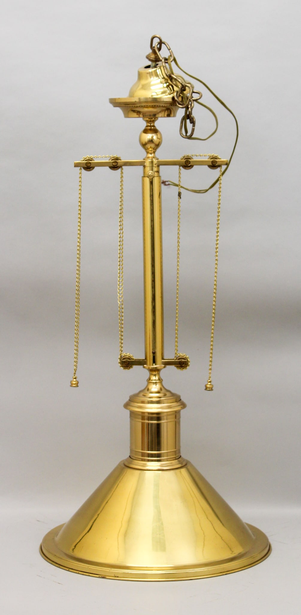 MCM Brass Pulley Pendant Light Fixture Made in Italy (1 of 8)