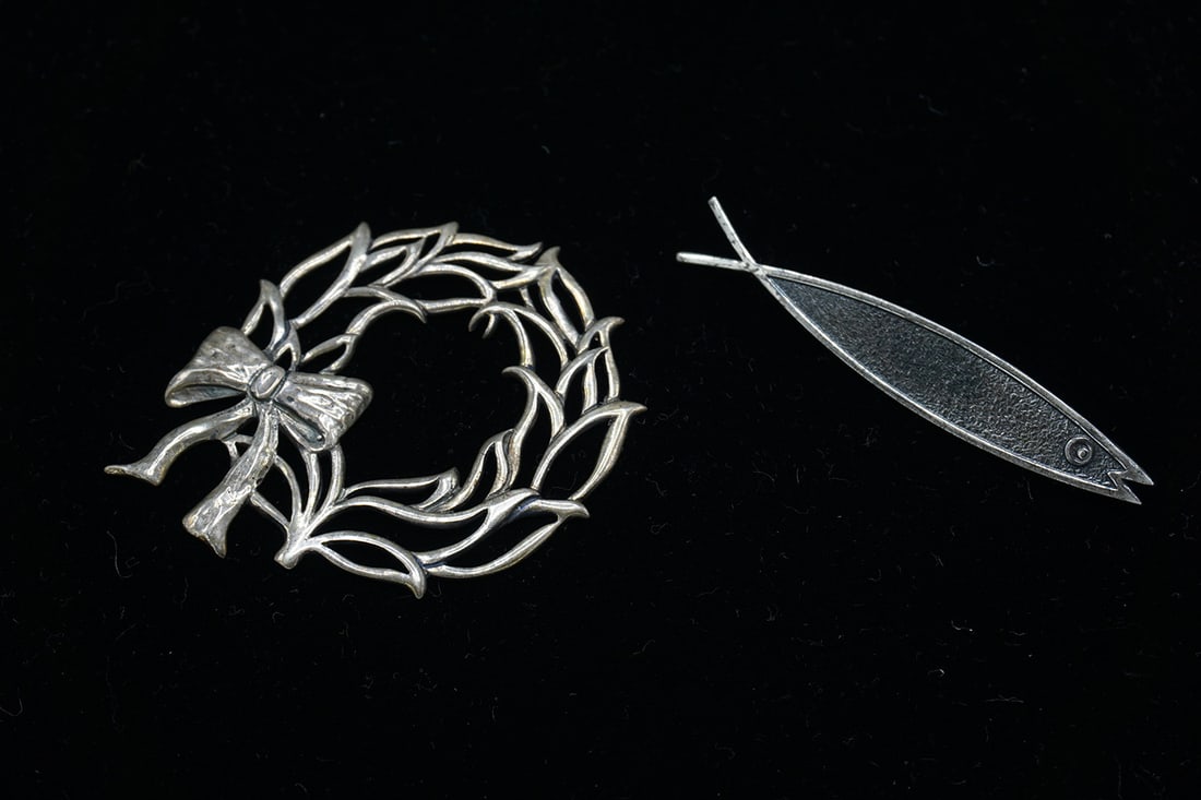 Lot of 2 - Sterling Silver Brooch and Ornament (1 of 3)
