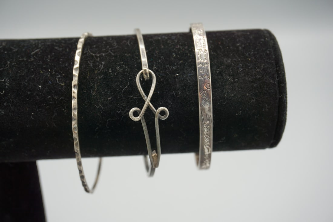 Lot of 3 - Sterling Silver Bangle and Cuff Bracelet (1 of 6)