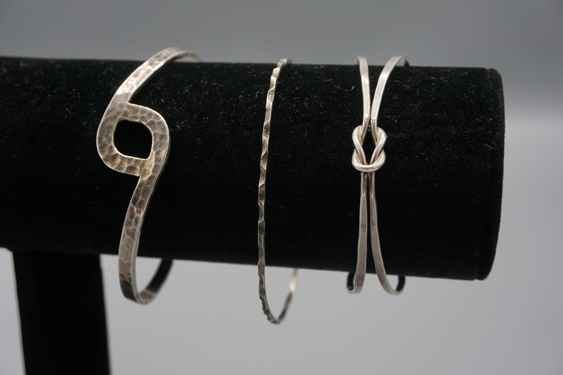 Lot of 3 - Sterling Silver Bangle and Cuff Bracelets (1 of 4)