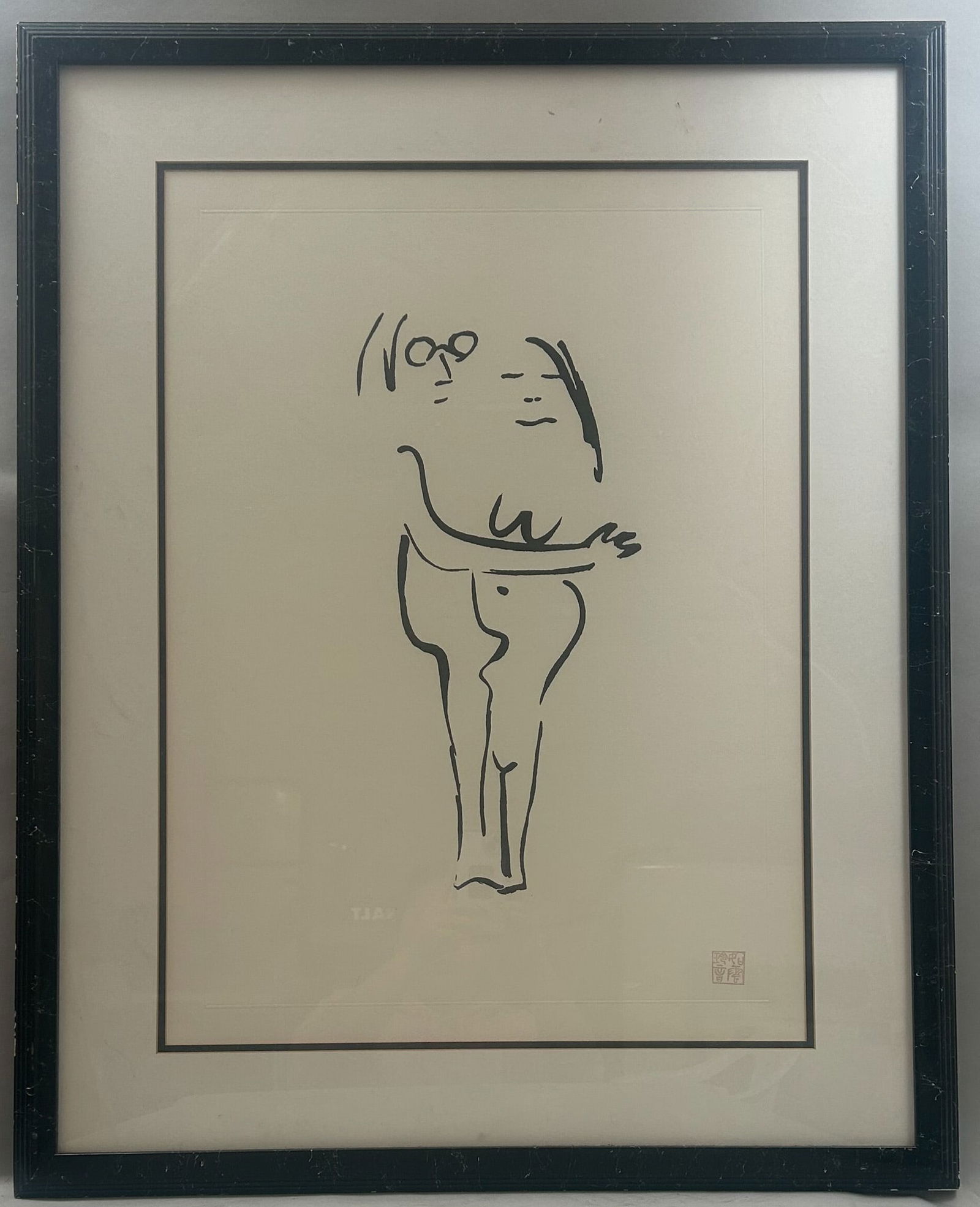 John Lennon and Yoko ''Real Love'' Print, Framed under Glass, Stamped (1 of 7)