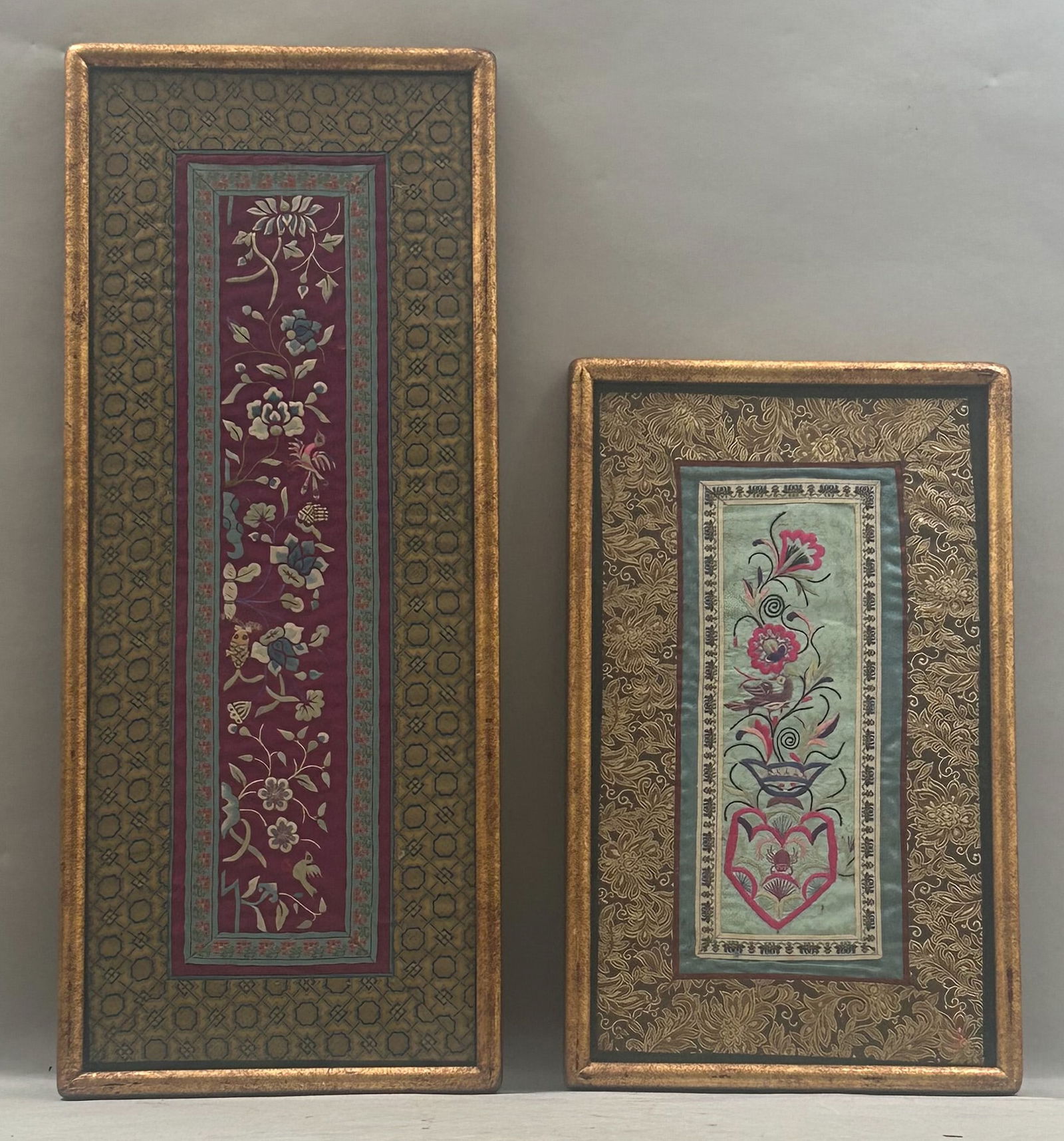 A Group of (2) Asian Embroidery on Silk Wall Hanging Panels (1 of 9)