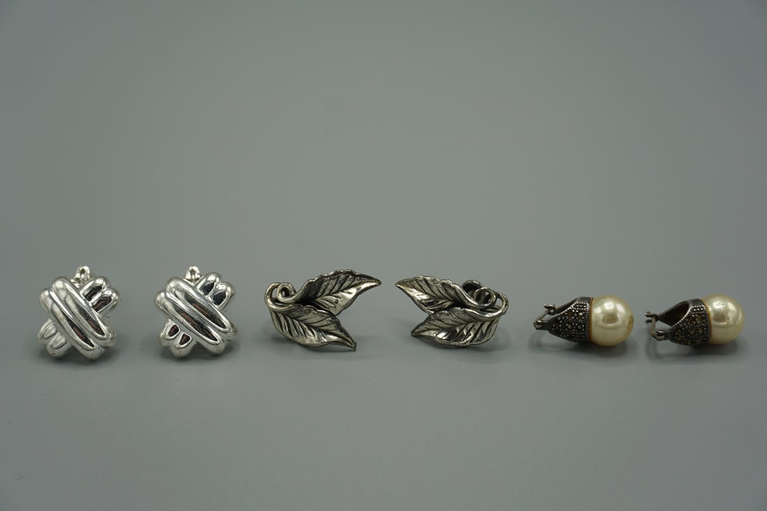 Lot of 3- Sterling Silver Earrings (1 of 4)