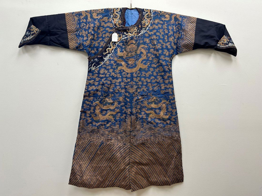 A Blue Dragon Robe with Couch Gold Threads, 19th Century (1 of 17)