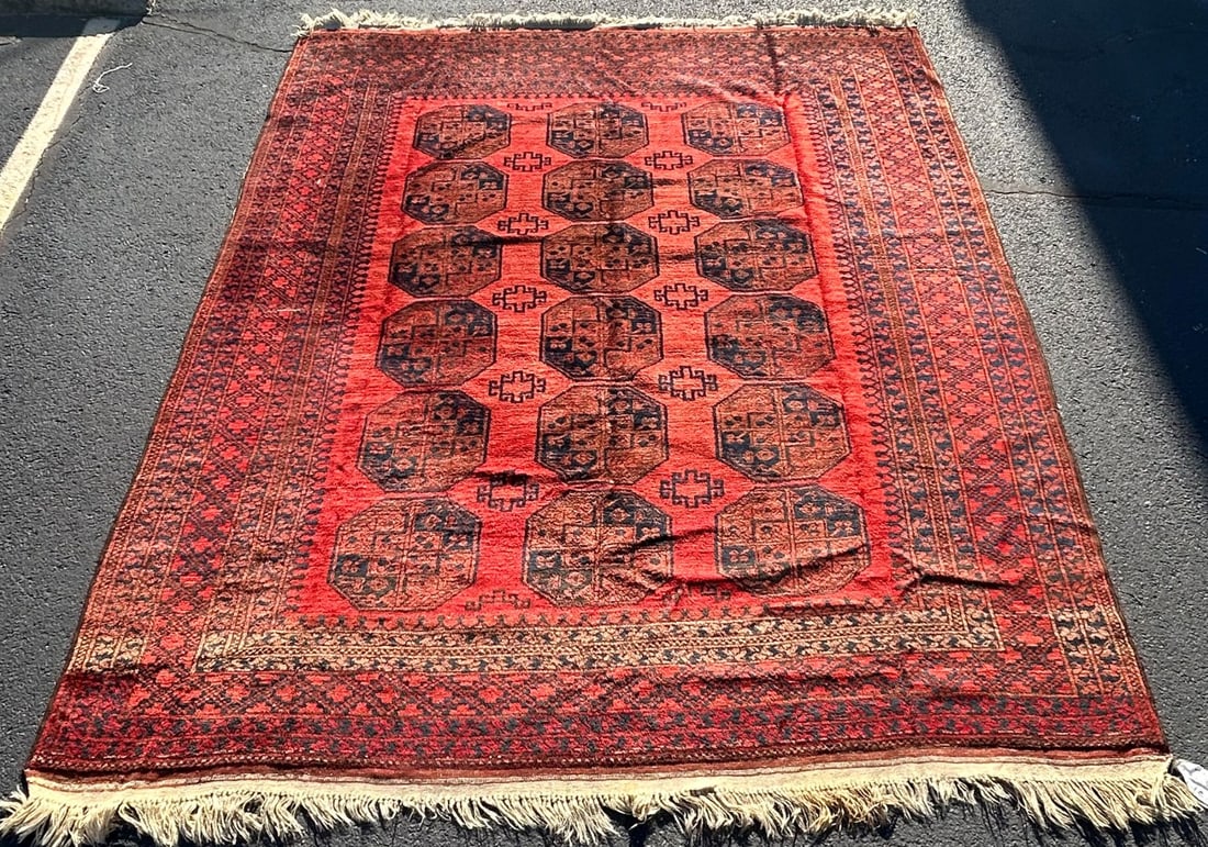 Vintage Large Traditional Handmade Bokhara Rug (1 of 8)