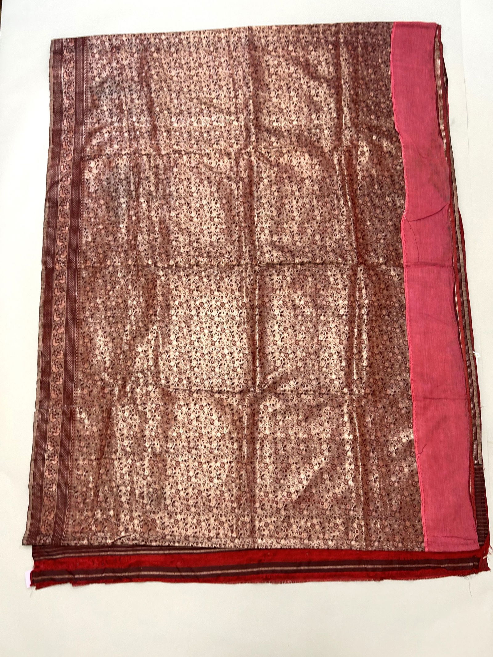 India Silk Sari with Metal Silver Tone Pattern (1 of 17)