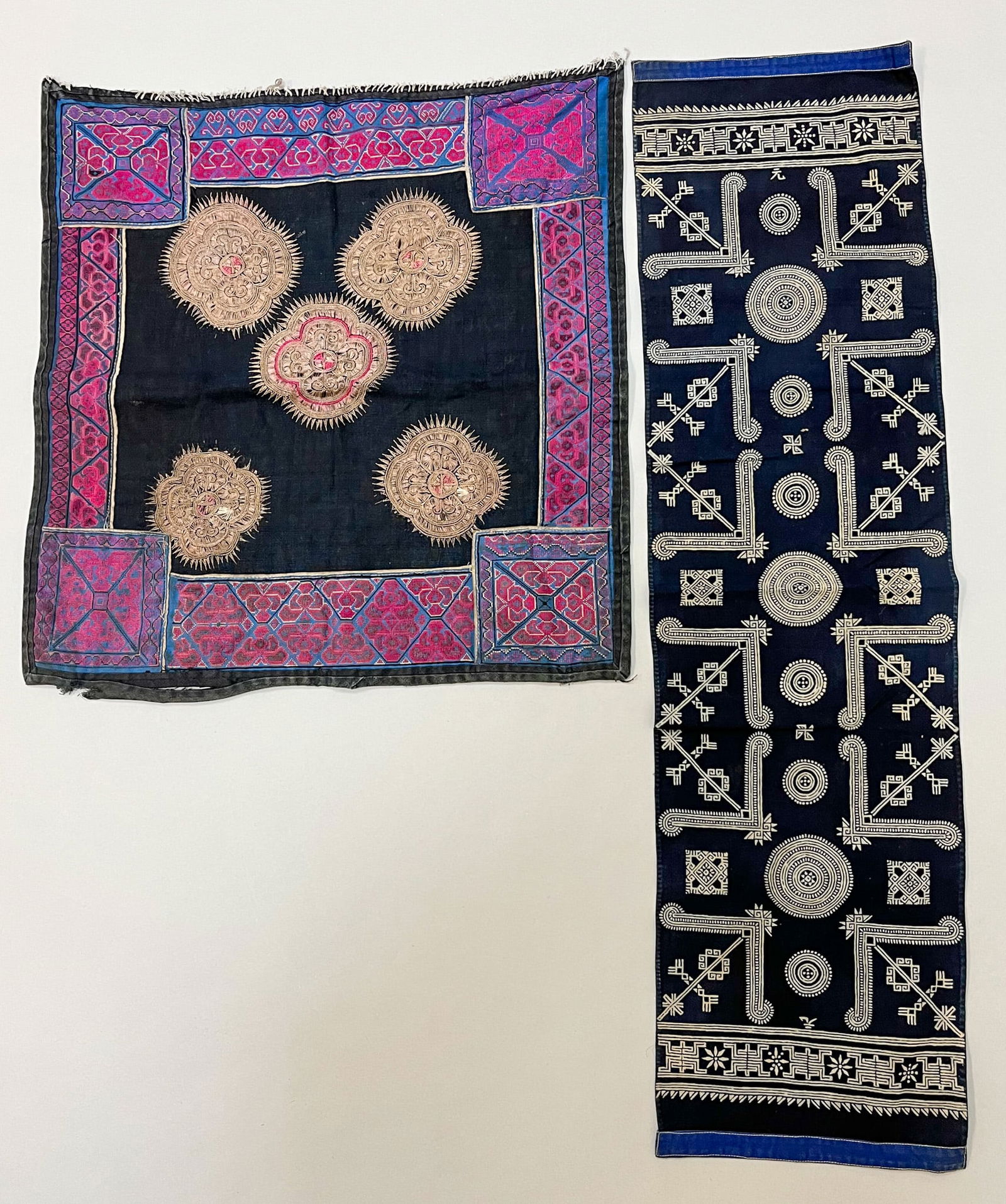 Hmong, Guizhou, Southwest China, Group of (2) Vintage Cotton and Silk Accessories (1 of 6)