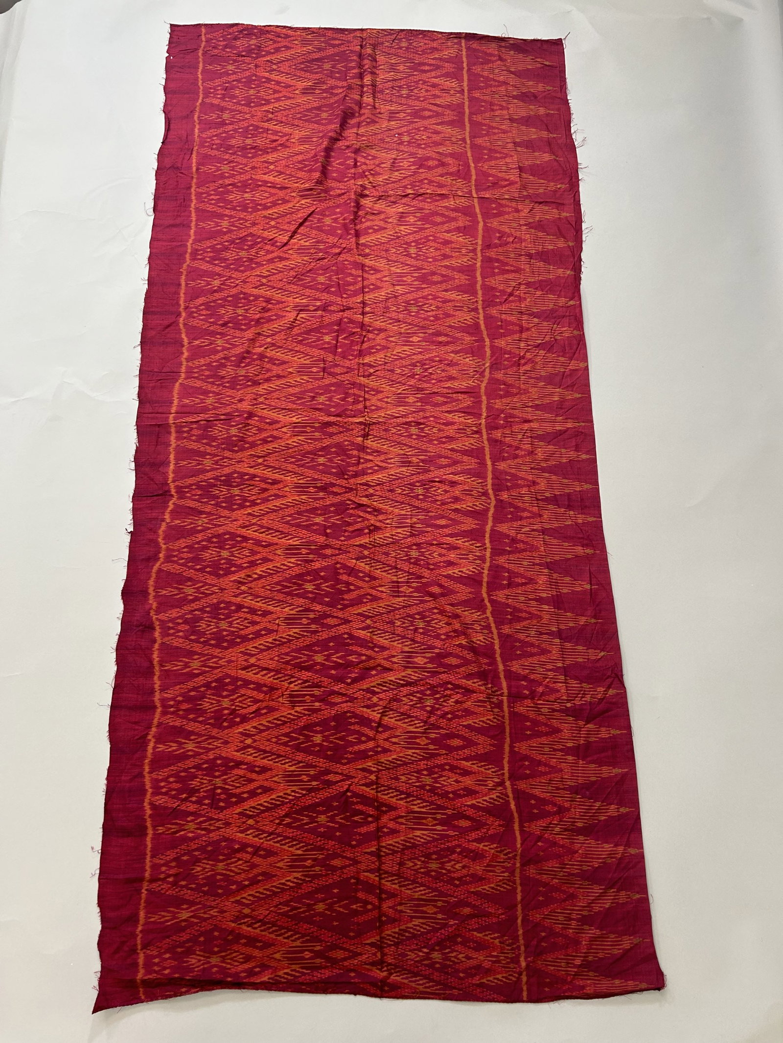 Cambodia, Vintage Tubular Silk Sarong: Cambodia, Vintage Silk Sarong, 62"l x 30"w Provenance: From the estate of Dr. Philip Gould , New York