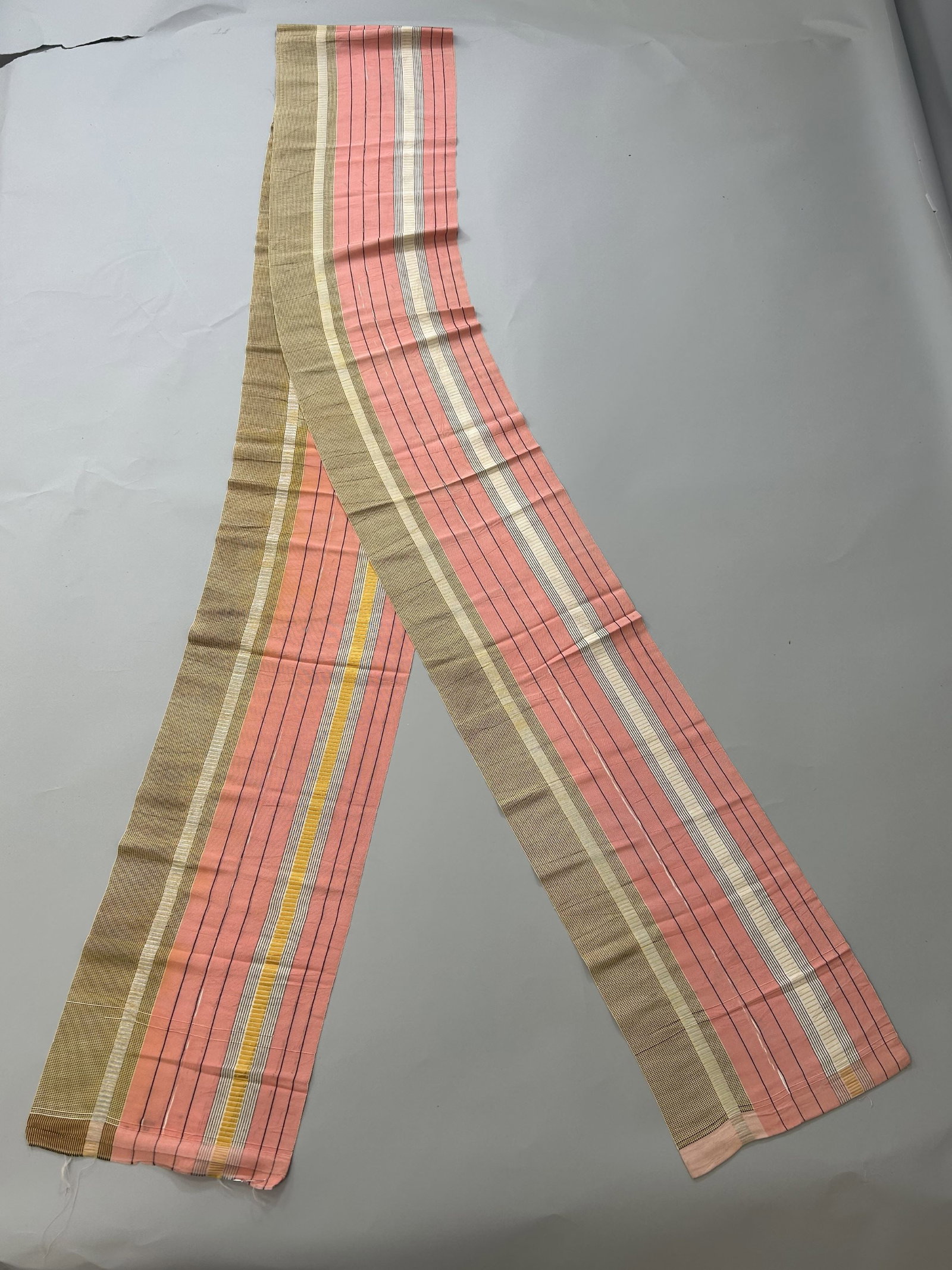 Vintage Asian Textile Belt: Vintage Asian Textile Belt, 144"l x 12"w, Provenance: From the estate of Dr. Philip Gould , New York