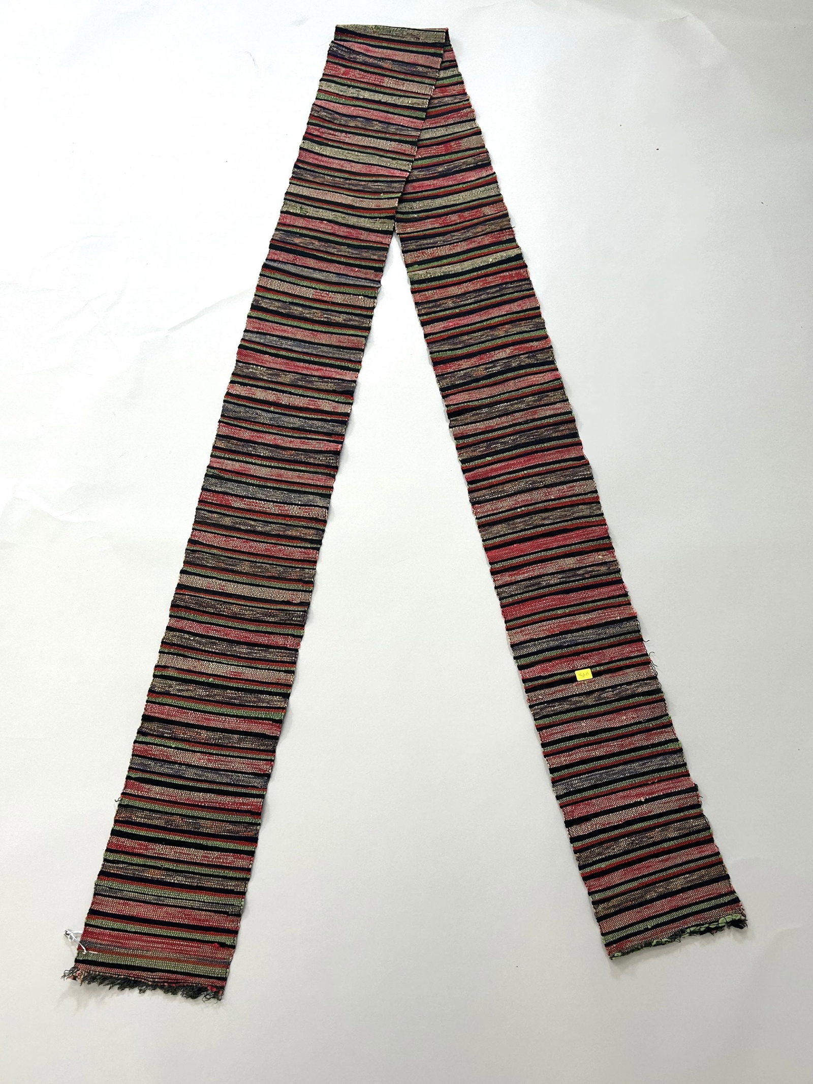 Japanese Handwoven Cotton Obi: Japanese Handwoven Cotton Obi, 108"l x 6"w Provenance: From the estate of Dr. Philip Gould , New York