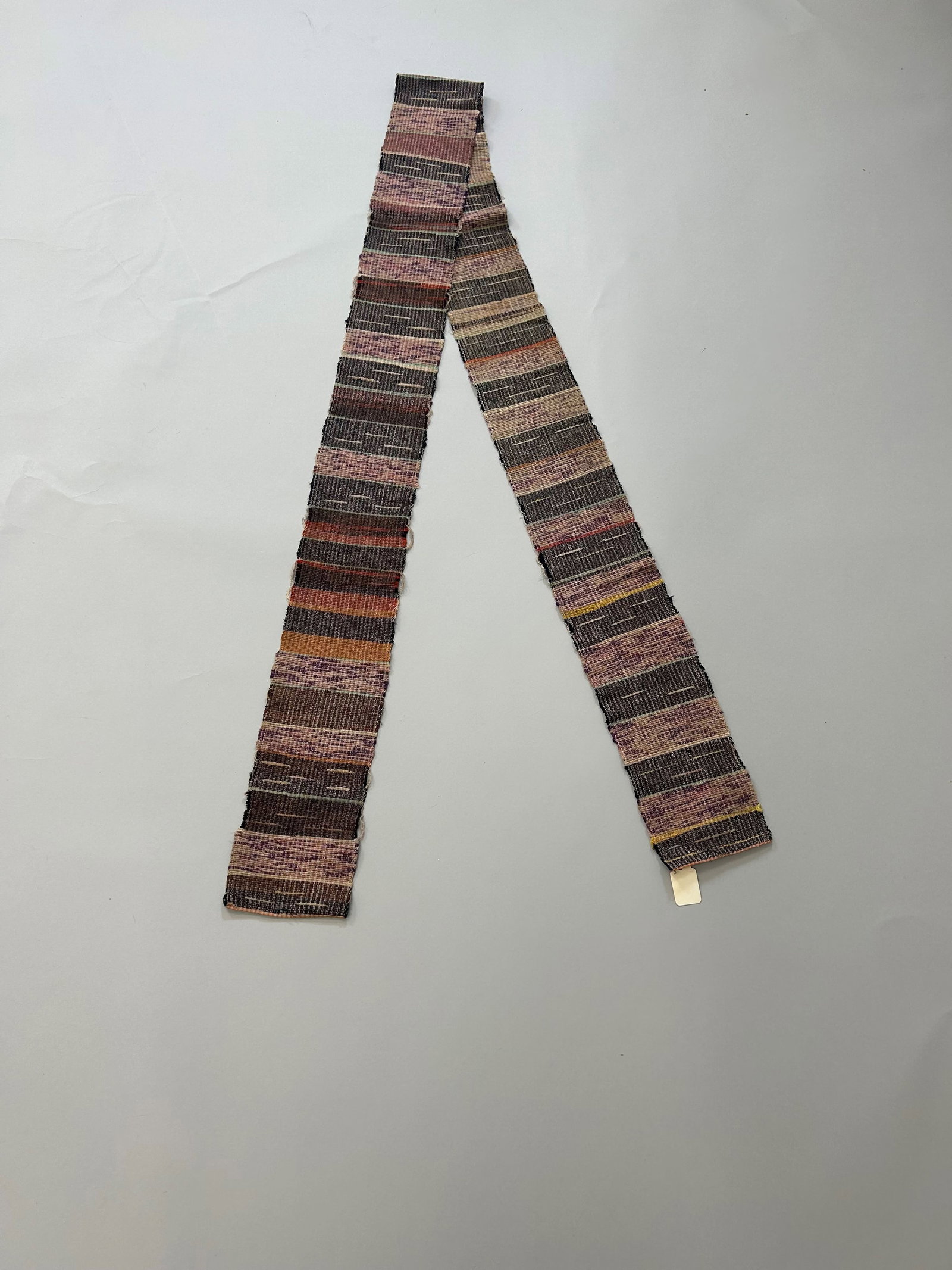 Japanese Handwoven Cotton Obi: Japanese Handwoven Cotton Obi, 84"l x 4.5"w Provenance: From the estate of Dr. Philip Gould , New York