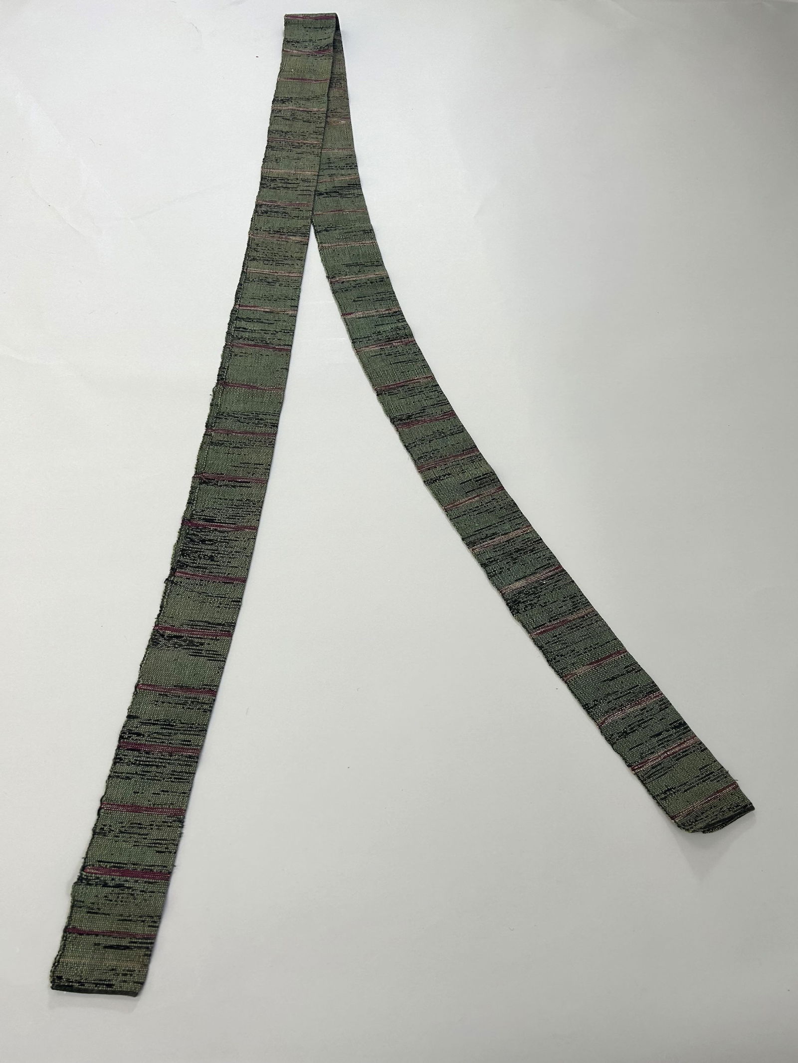 Japanese Handwoven Cotton Obi Belt: Japanese Handwoven Cotton Obi Belt, 124"l x 3"w Provenance: From the estate of Dr. Philip Gould , New York