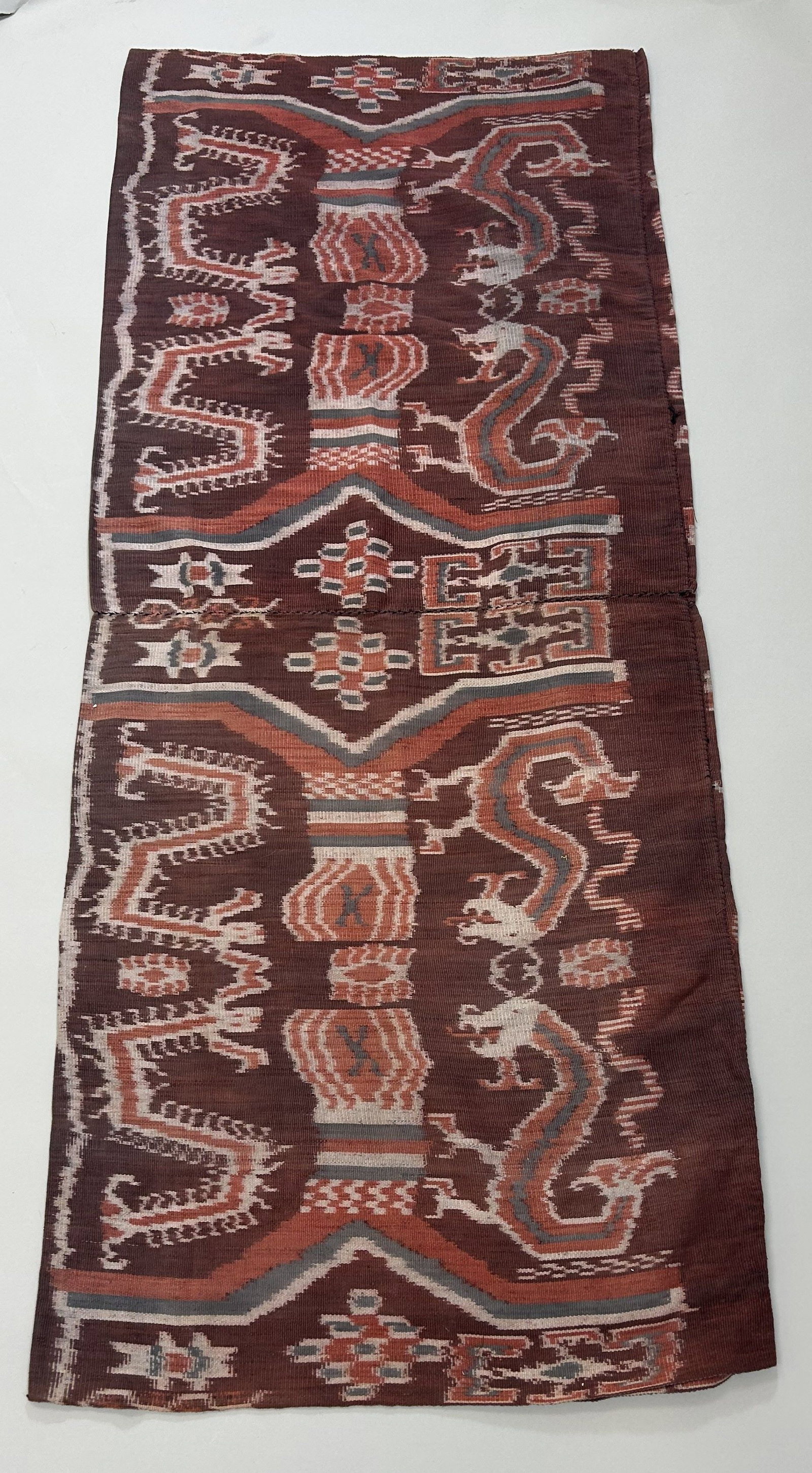 Indonesia, Sumba Ikat Sarong: Indonesia, Sumba Ikat Sarong, 54"l x 22.5"w Provenance: From the estate of Dr. Philip Gould , New York