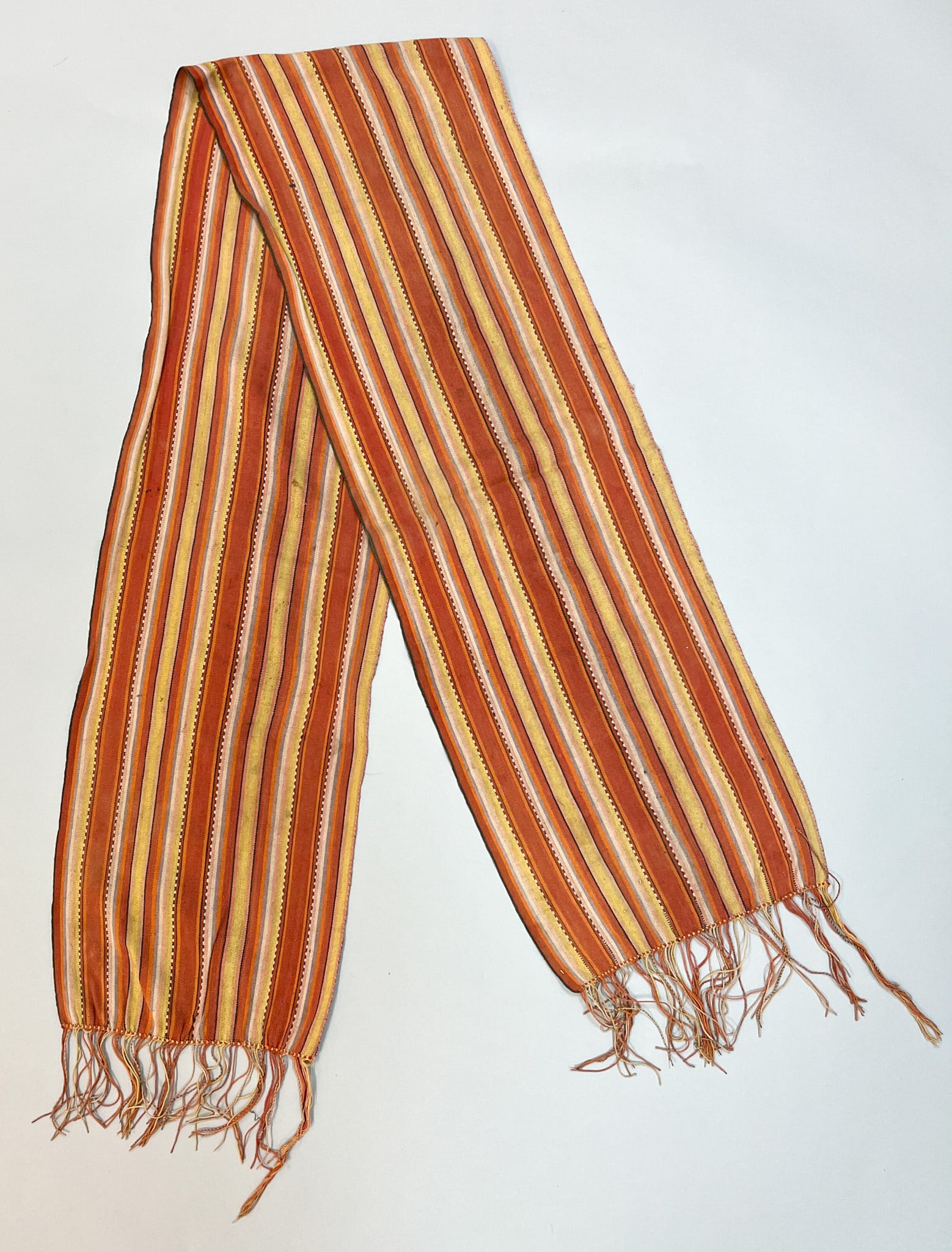 Timor, Indonesia, Vintage Woven Cotton Man's Sash: Timor, Indonesia, vintage woven cotton man's sash with multicolor stripes, 72"l x 11"w Provenance: From the estate of Dr. Philip Gould , New York