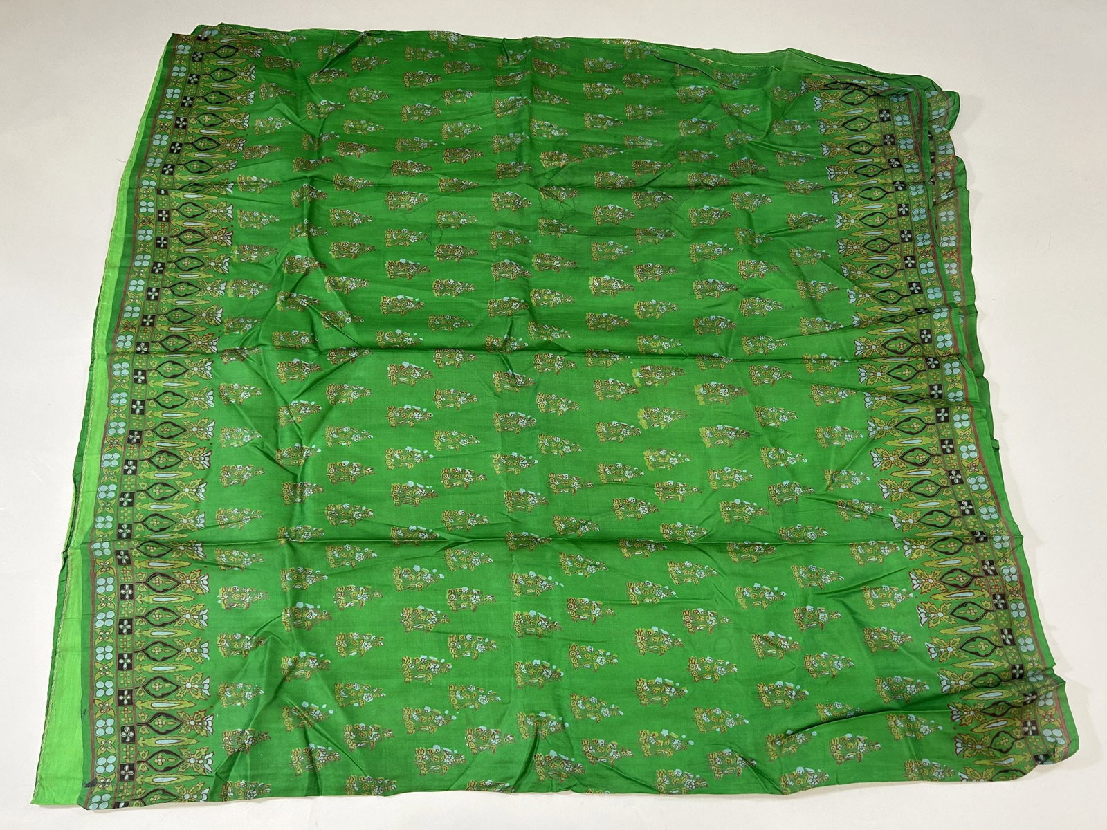 India Silk Sari: India Silk Sari, 180"l x 43"w Provenance: From the estate of Dr. Philip Gould , New York