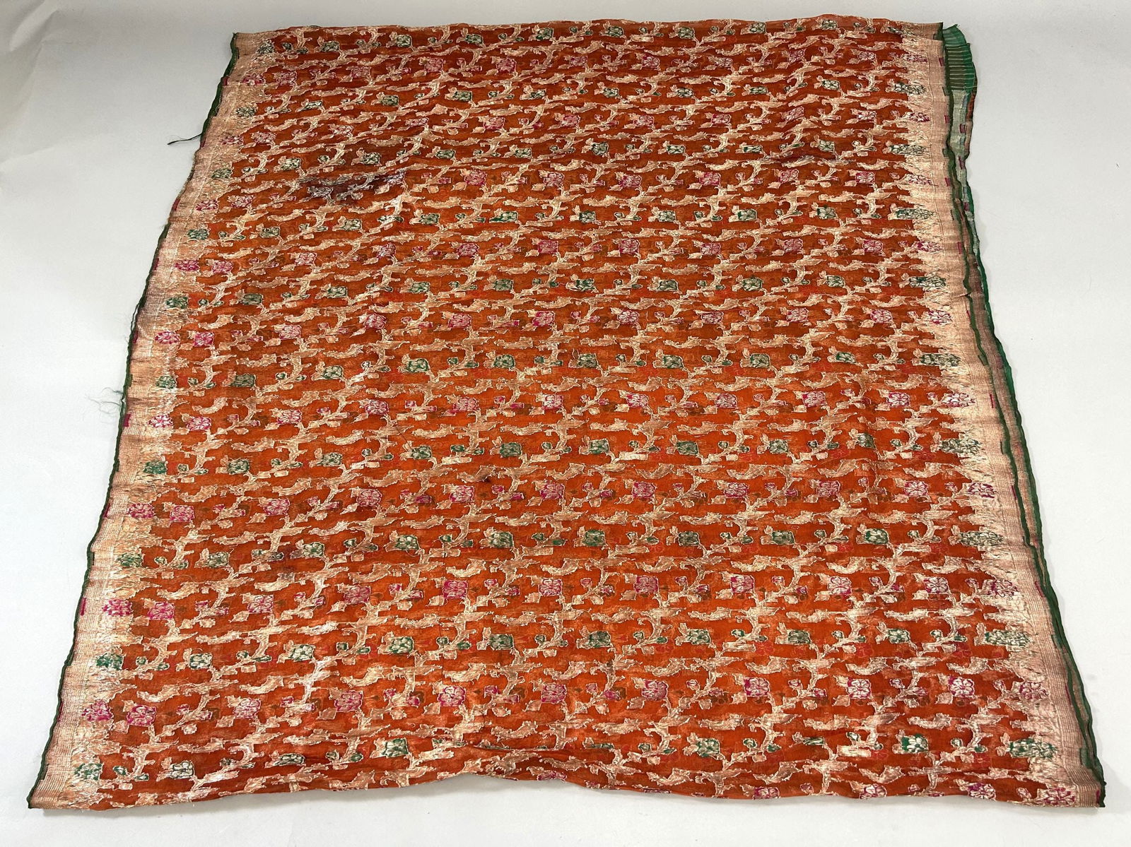 India, Silk and Cotton Sari with Metallic Bronze Tone Pattern (1 of 5)