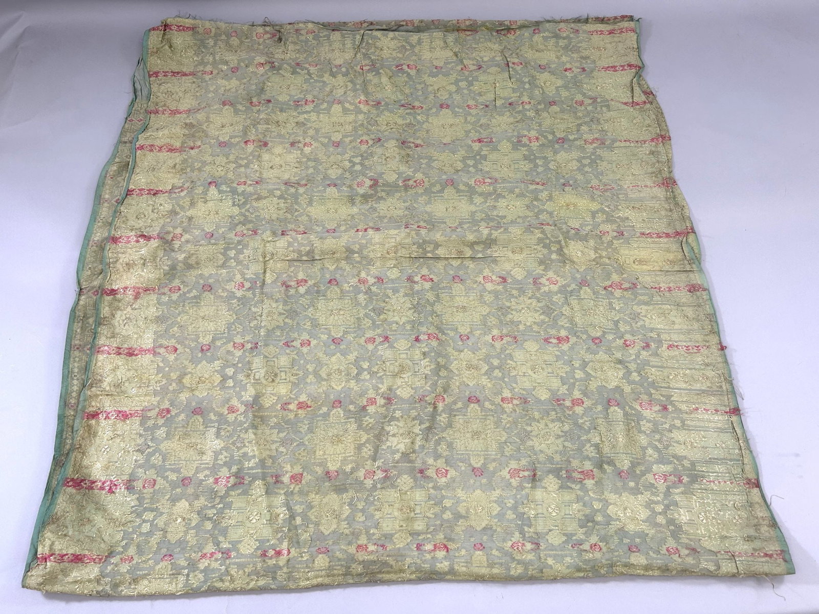 India Silk Sari: India Silk Sari, 200"l x 41"w Provenance: From the estate of Dr. Philip Gould , New York