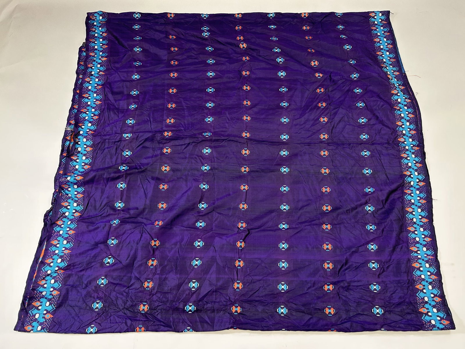 India Wowen Silk Sari: India Wowen Silk Sari, 180"l x 43"w Provenance: From the estate of Dr. Philip Gould , New York