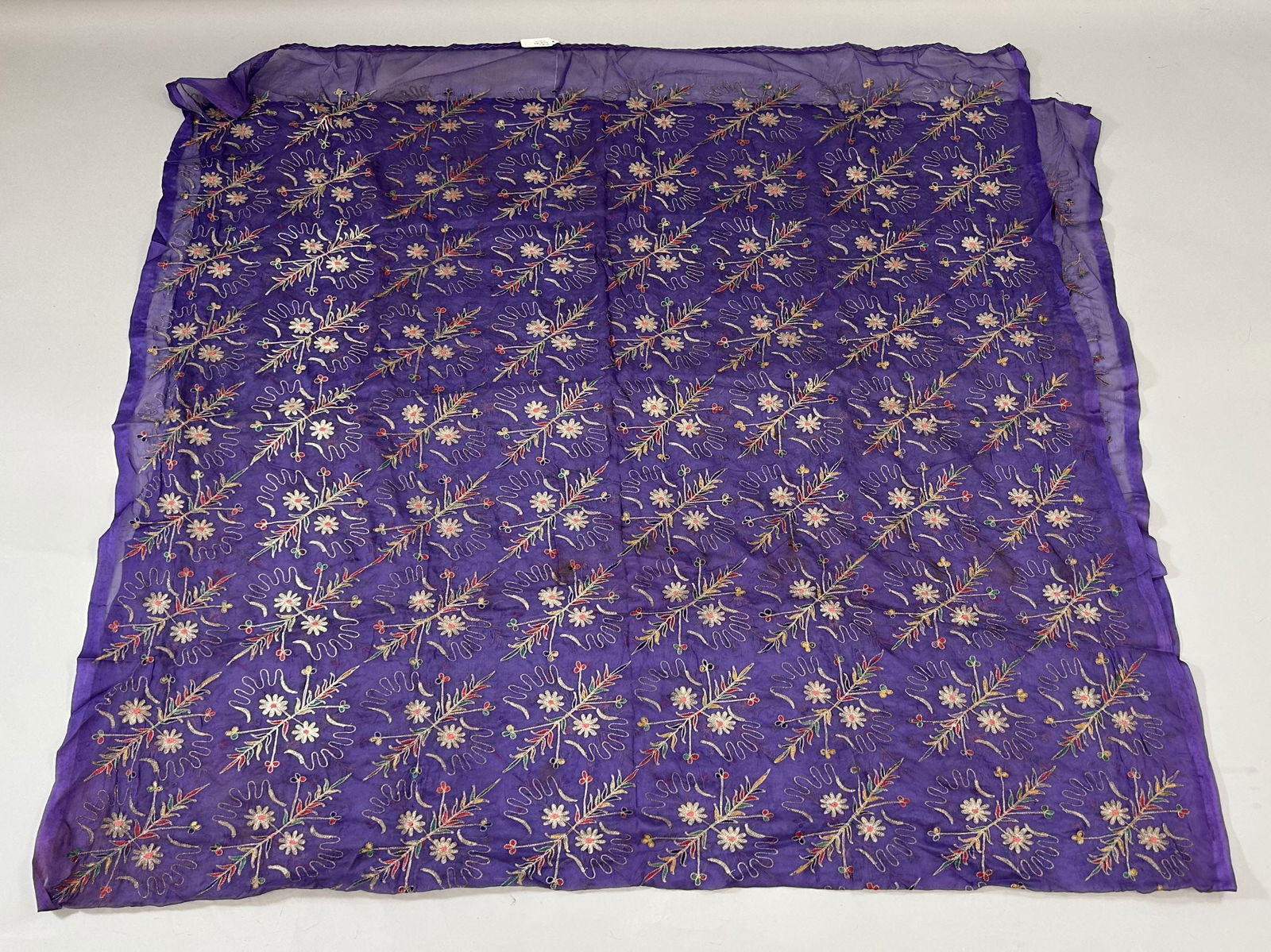 India Sheer Silk Scarf with Metallic Silver Threads (1 of 7)